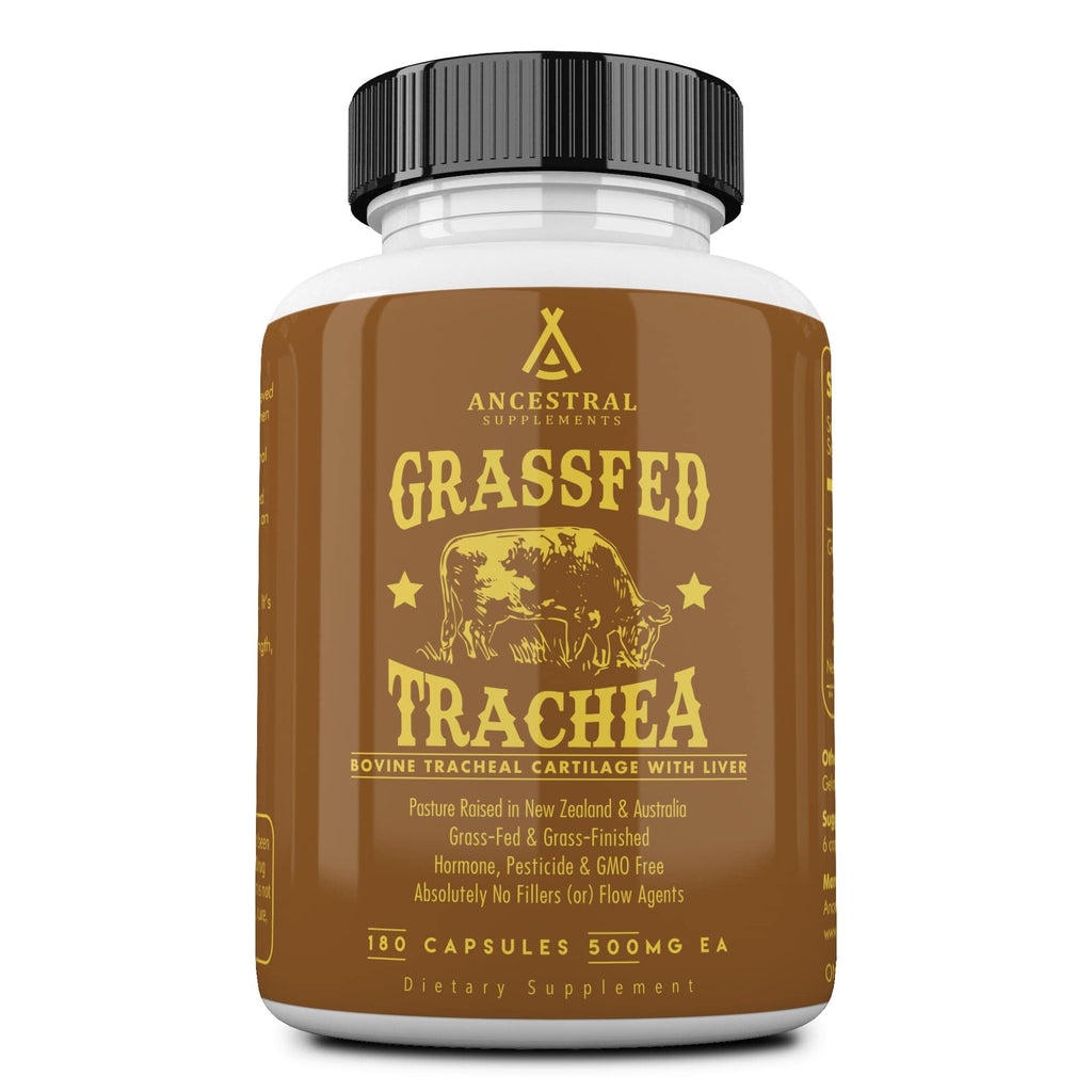 Ancestral Supplements Grass Fed Beef Tracheal Cartilage with Liver – 3000mg, Immune & Joint Support