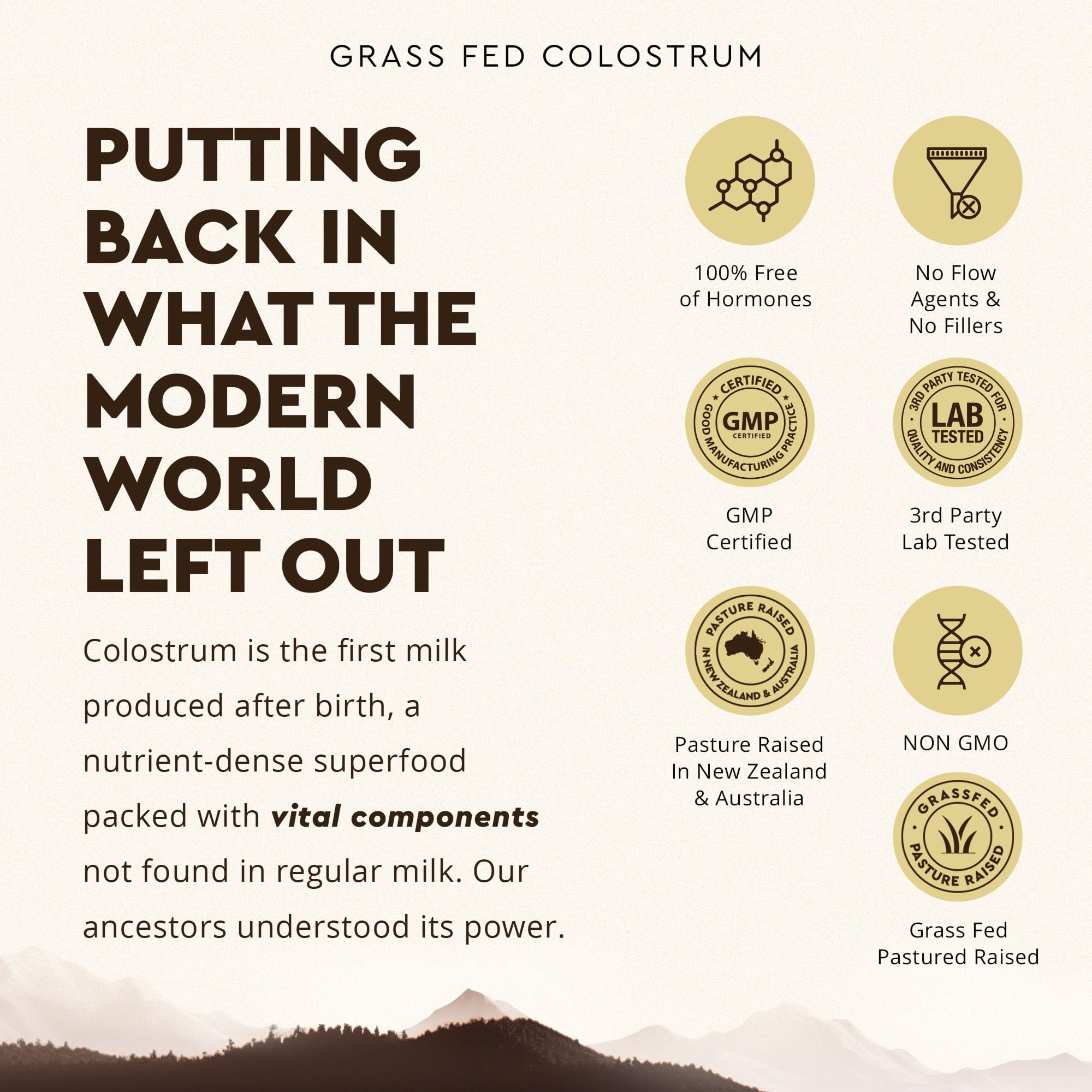 Ancestral Supplements Grass Fed Beef Colostrum Supplement – 3000 mg, 180 Capsules | Immune & Gut Health Support