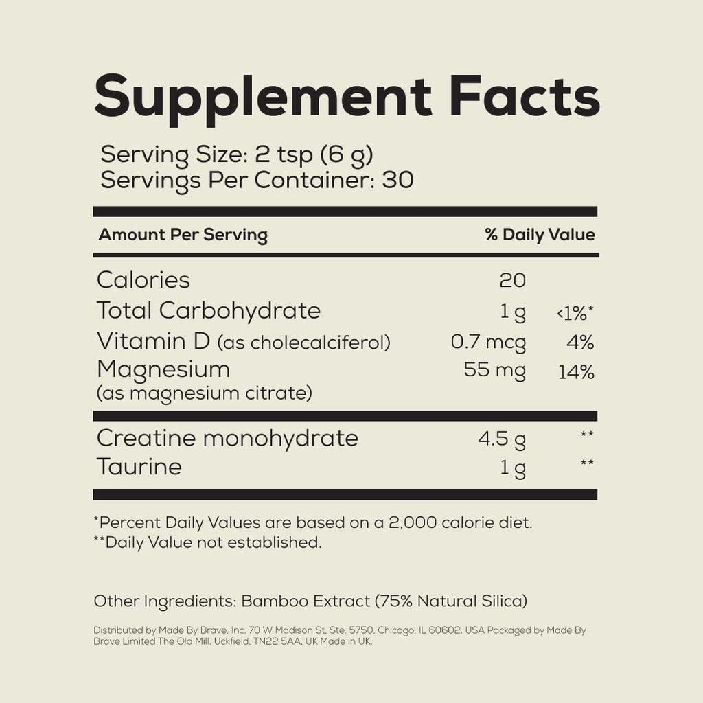 Ancient + Brave True Creatine+ Monohydrate Powder – 6.34 oz, 30 Servings – Vegan, High Performance