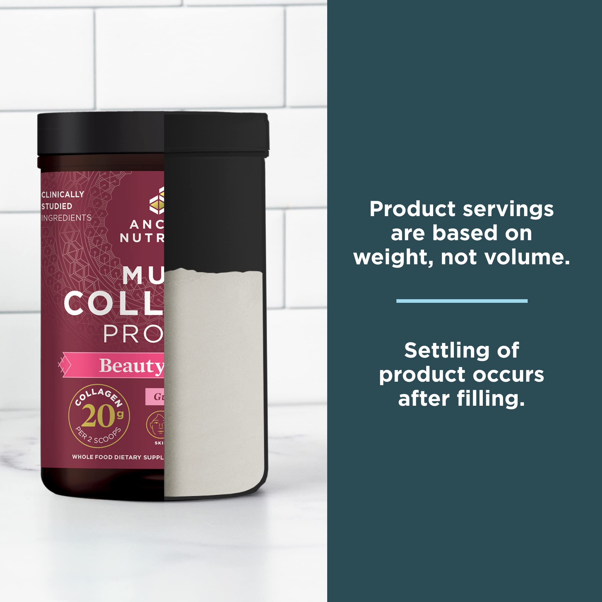 Ancient Nutrition Beauty Within Collagen Powder – Multi-Collagen with Guava Passionfruit, Vitamin C, 18.3 oz