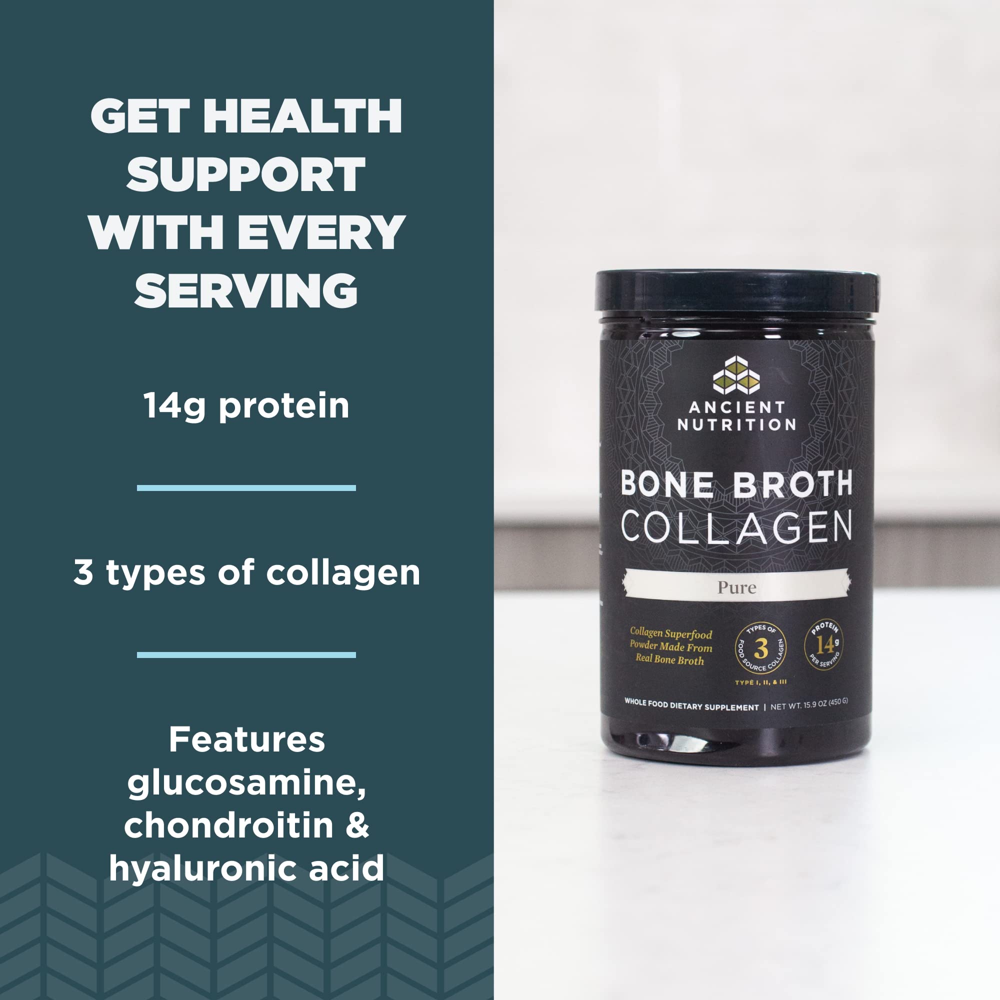 Ancient Nutrition Bone Broth Collagen Powder – Multi-Collagen Peptides, 30 Servings