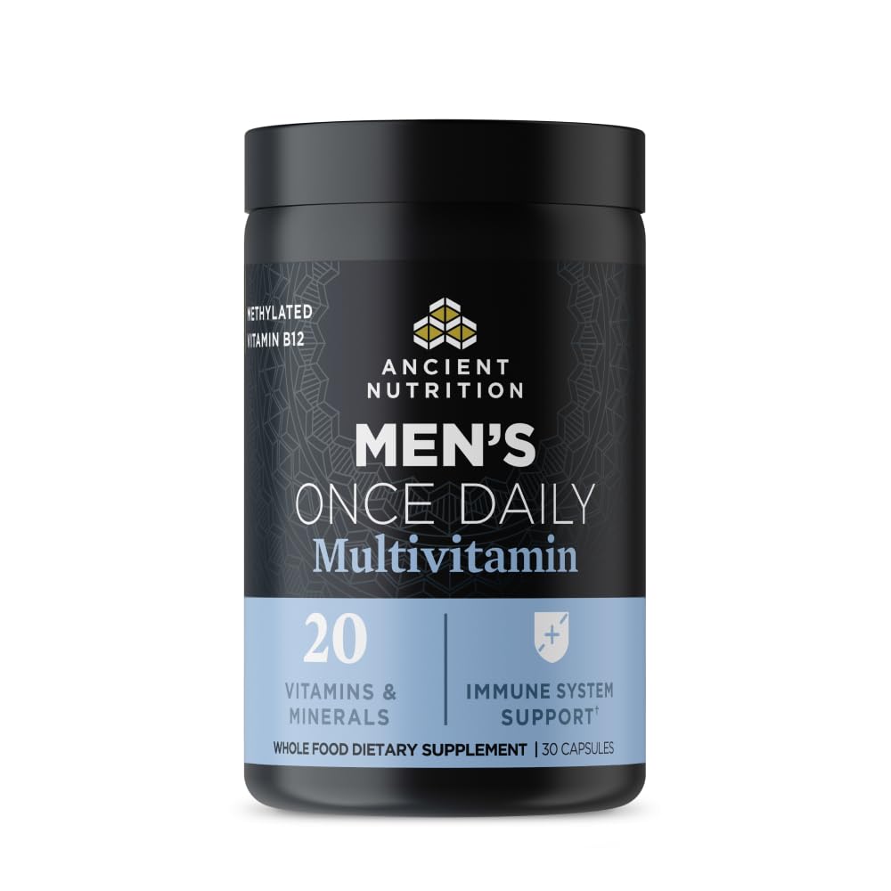 Ancient Nutrition Multivitamin for Men, Ancient Multi Men's Once Daily Vitamin Supplement 30 Ct, Vitamin A, Vitamin B and Vitamin K2, Fenugreek Seed, Supports Immune System, Paleo and Keto Friendly