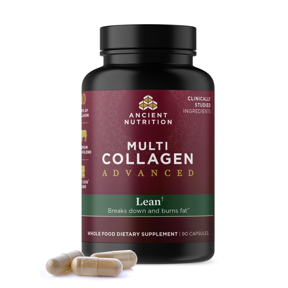 Ancient Nutrition Multi Collagen Advanced Lean with Probiotics (90 Count) – Weight & Fat Loss Support