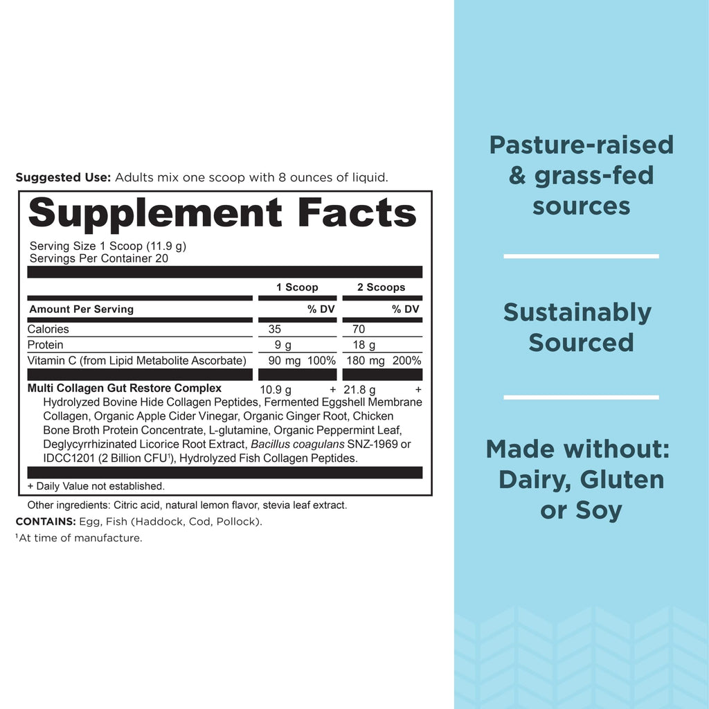 Ancient Nutrition Multi Collagen Protein – Gut Restore, 20 Servings