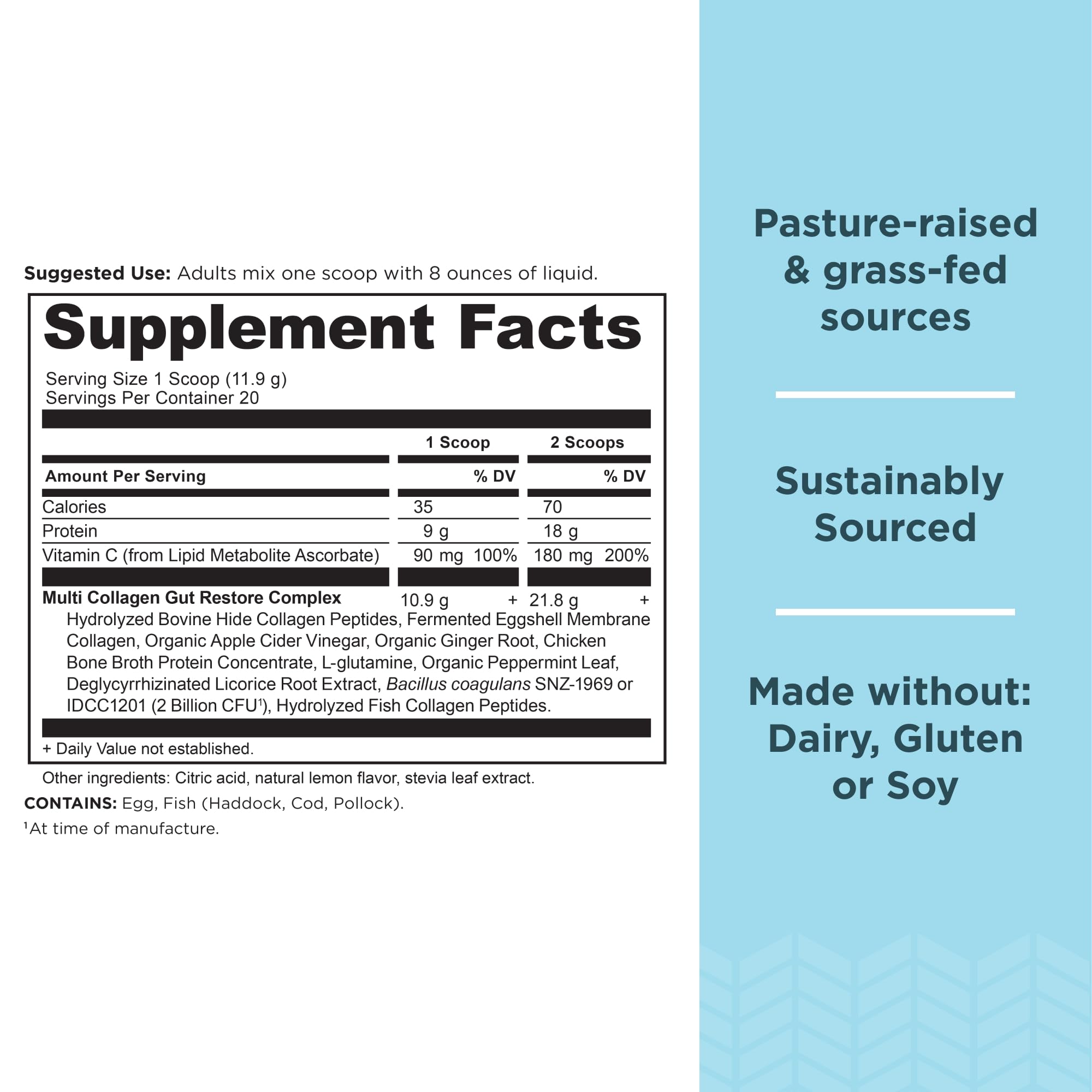 Ancient Nutrition Multi Collagen Protein – Gut Restore, 20 Servings