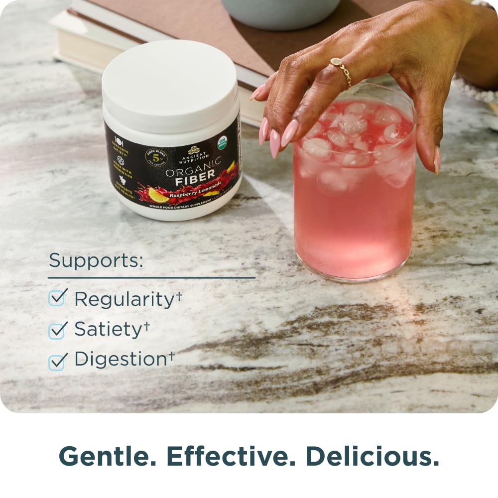 Ancient Nutrition Organic Fiber Powder – Raspberry Lemonade | Digestive Health