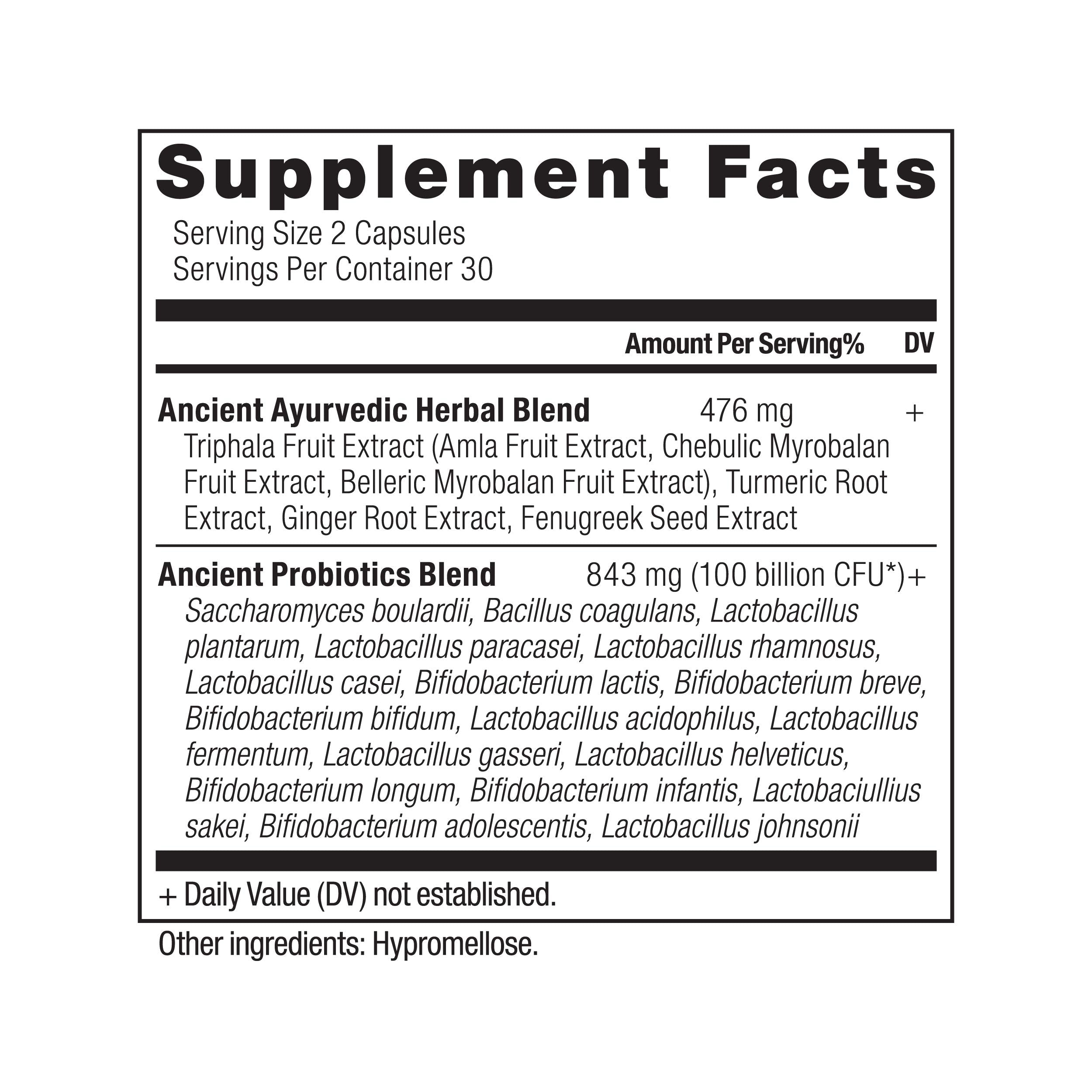 Ancient Nutrition Probiotics Ultimate 100 Billion CFU/Serving – Gluten Free, 60 Capsules