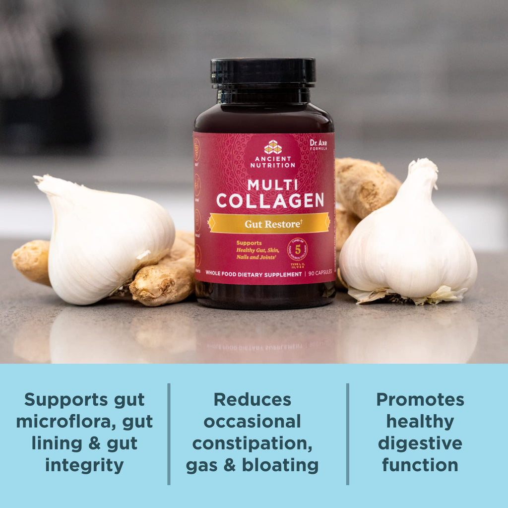 Ancient Nutrition Multi Collagen Capsules with Probiotics for Gut Health – 90 Count