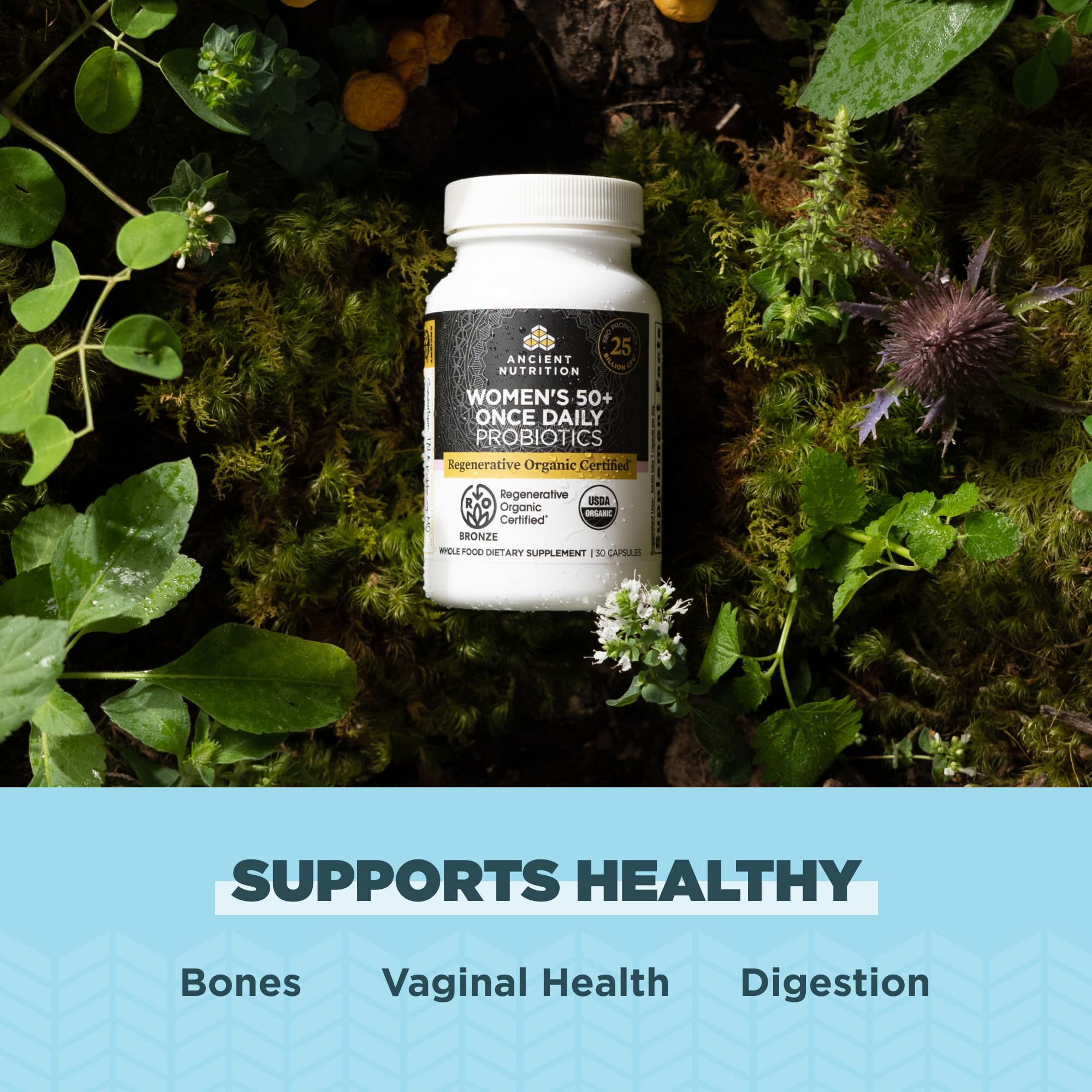 Ancient Nutrition Probiotics for Women 50+ | Regenerative Organic Certified | 25B CFUs | 30 Count | Once Daily
