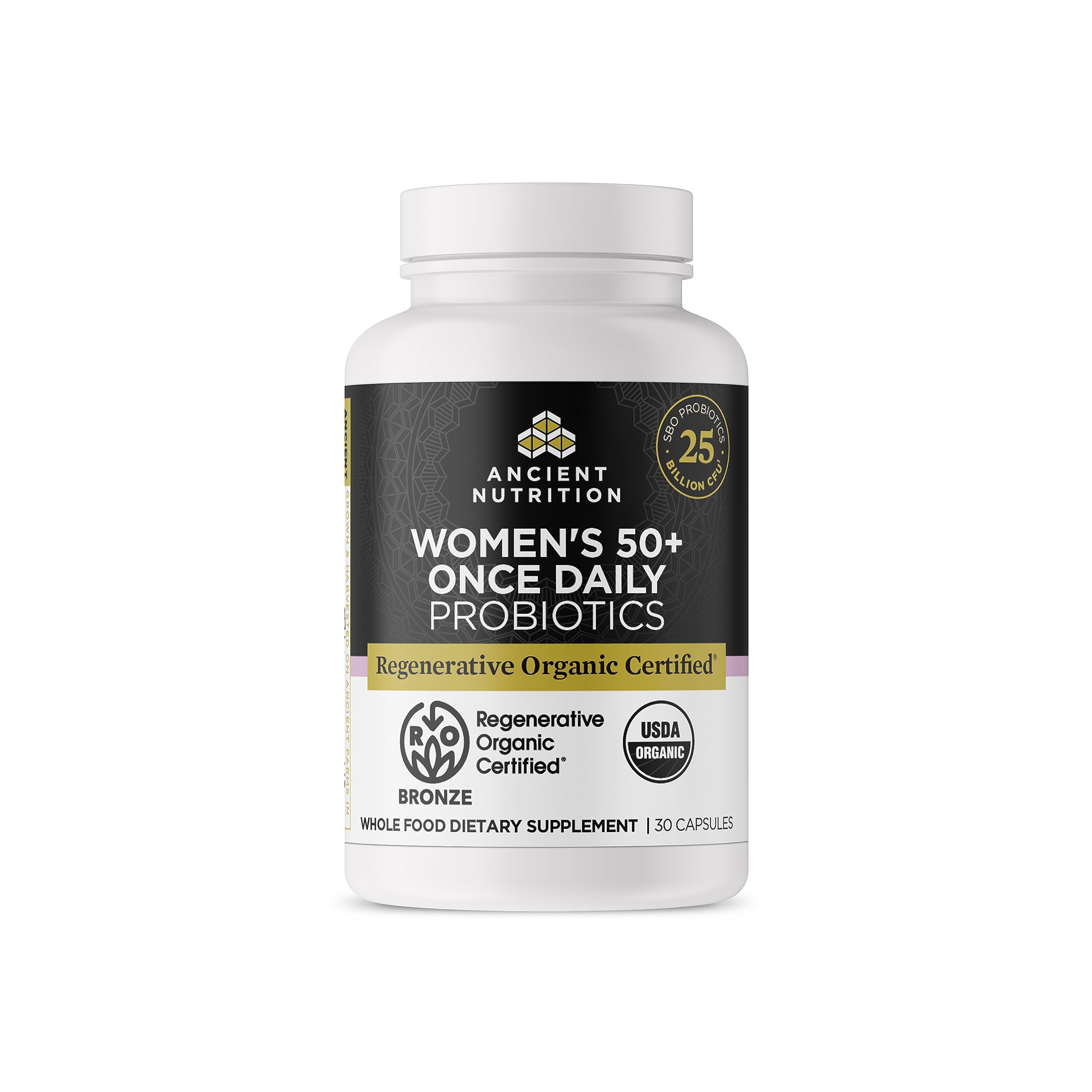Ancient Nutrition Probiotics for Women 50+ | Regenerative Organic Certified | 25B CFUs | 30 Count | Once Daily