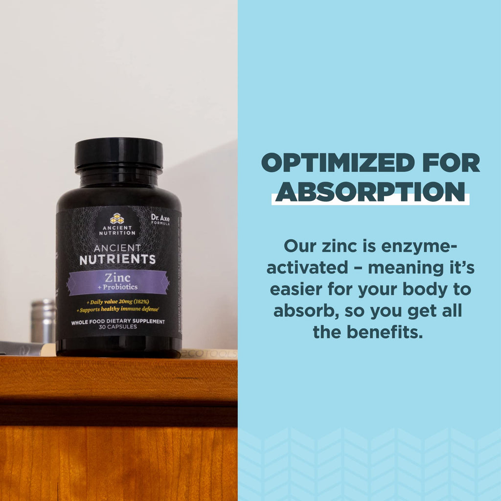 Ancient Nutrition Probiotics & Zinc – Immune & Gut Support (30 Count)
