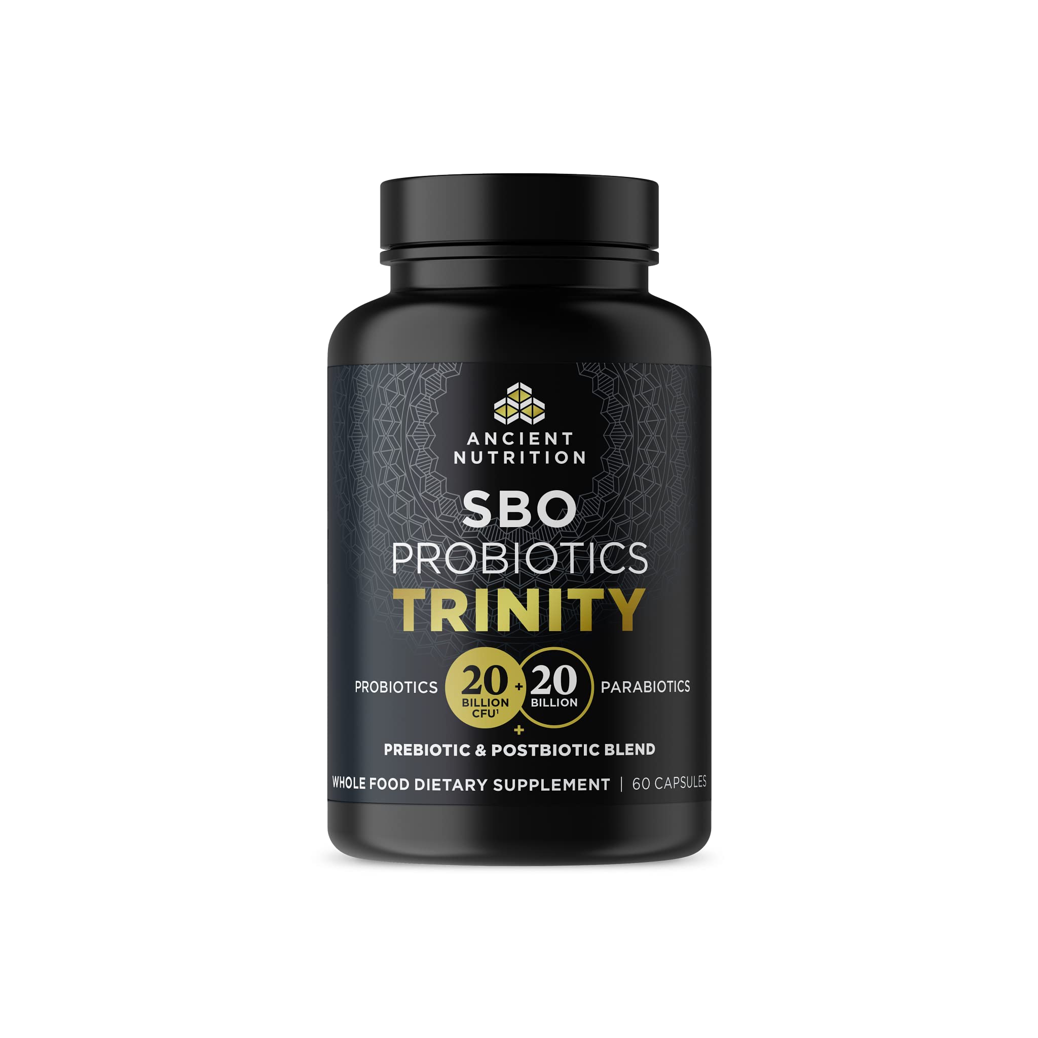Ancient Nutrition SBO Probiotic Trinity Daily Care — 40 Billion CFU, 60 Count