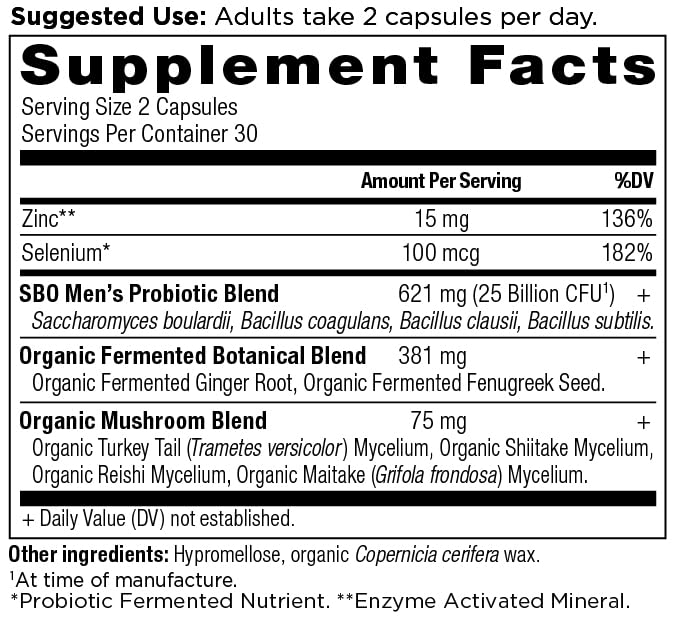 Ancient Nutrition SBO Probiotics for Men – 60 Count, 25B CFU, Gut & Immune Support