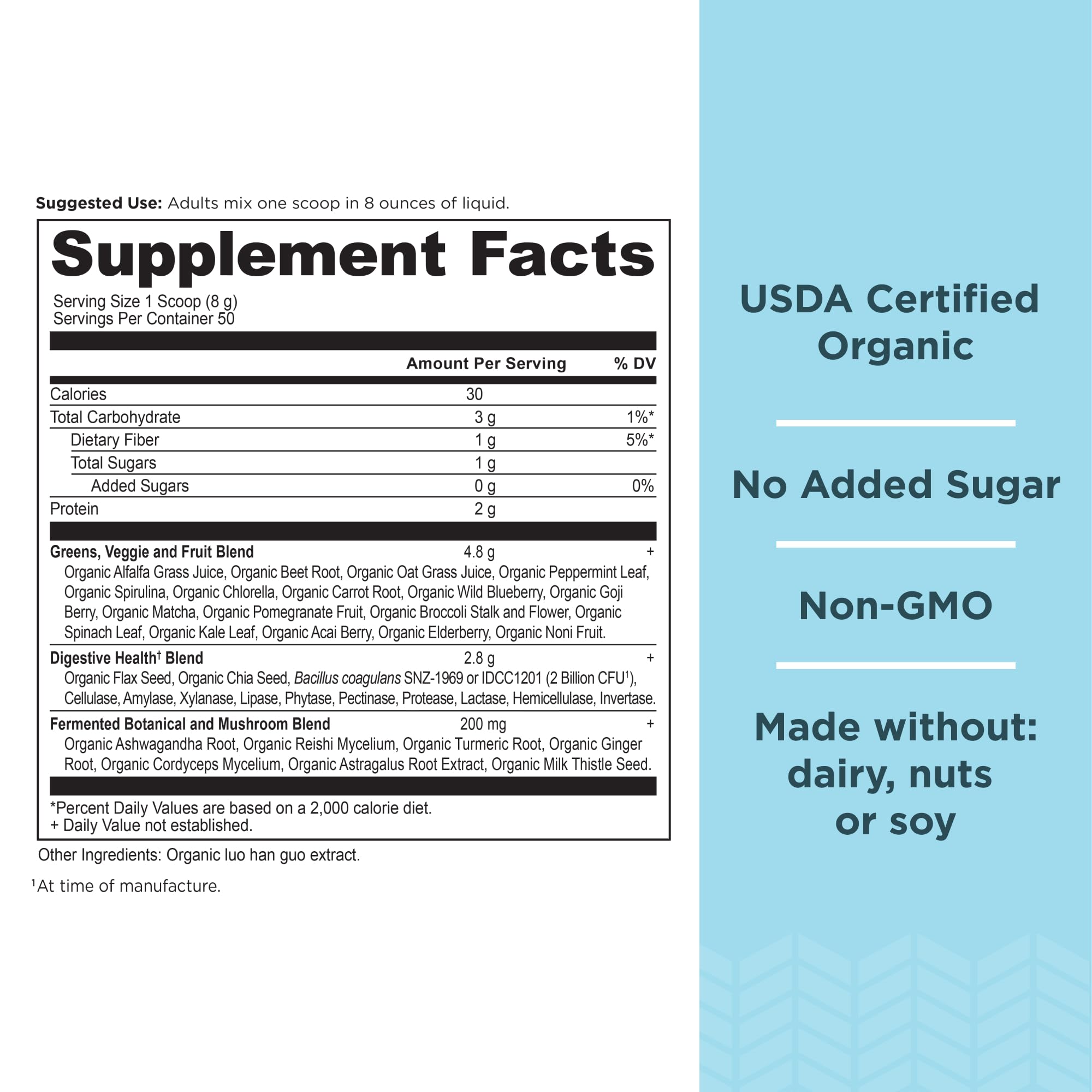 Ancient Nutrition Super Greens Powder – Organic Probiotic Superfood with Spirulina, Chlorella & Matcha | 50 Servings