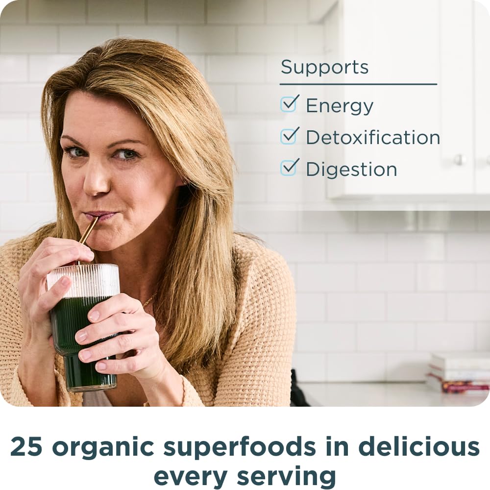 Ancient Nutrition SuperGreens Powder with Probiotics – Organic Berry Flavor, 25 Servings, 6.7 oz