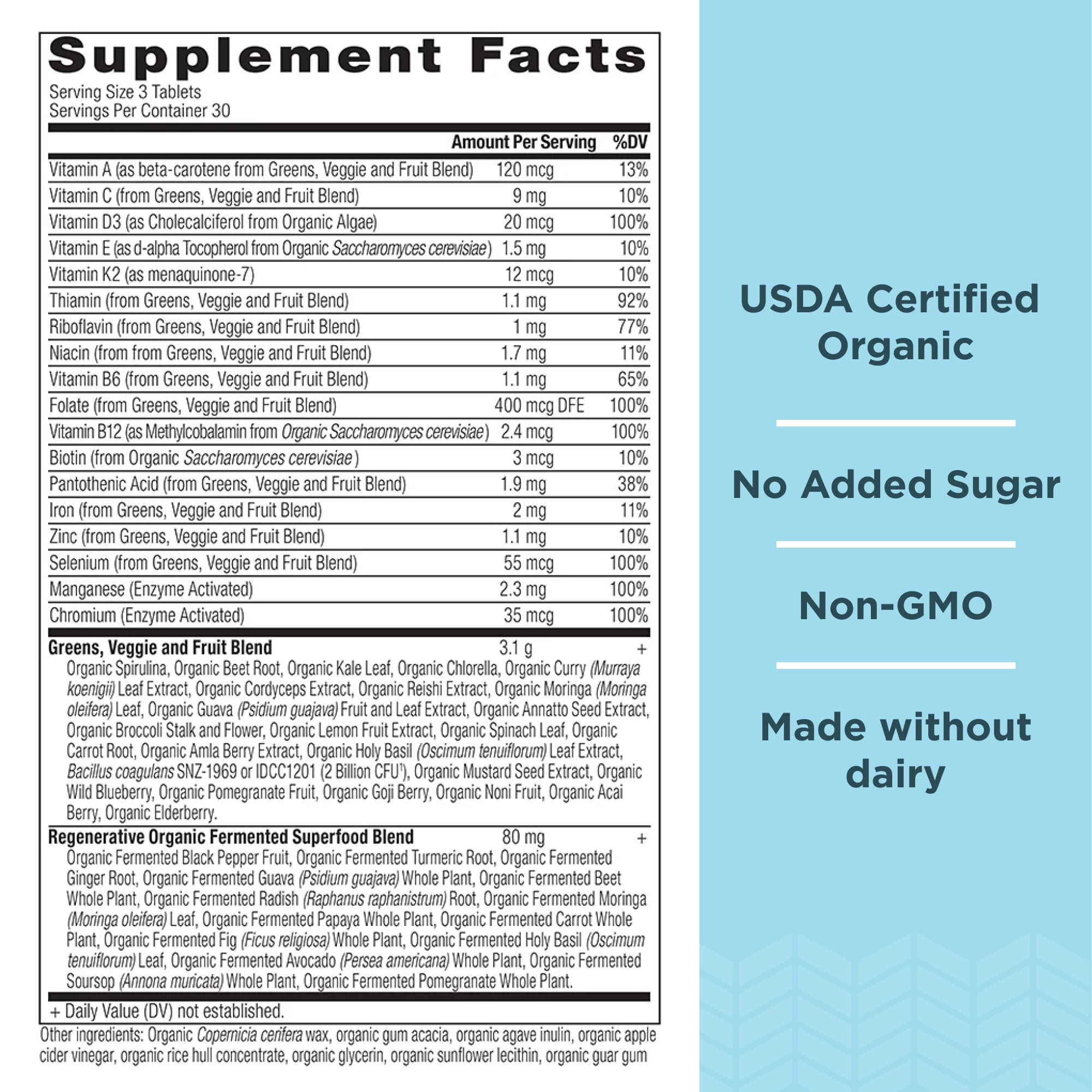 Ancient Nutrition Supergreens Multivitamin Tablets – Organic Greens & Real Herbs for Digestive & Energy Support | 90 Count