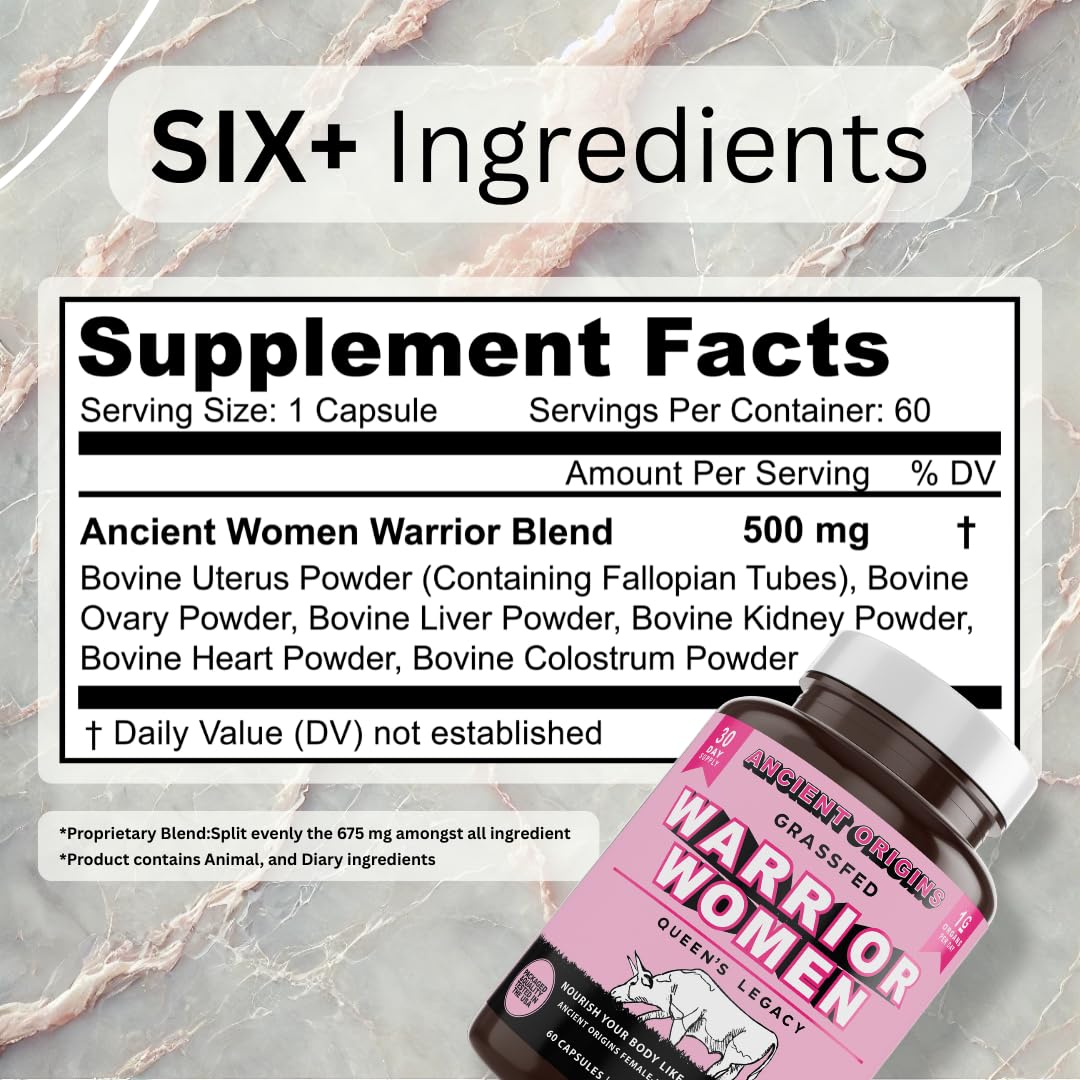 Ancient Origins Female-Optimized Beef Organ Superfood (60 x 500 mg) – Grass-Fed, Pasture-Raised