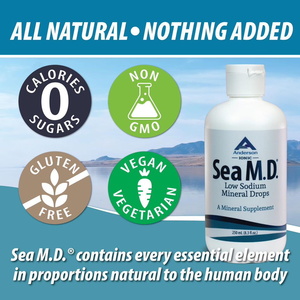 Anderson Sea M.D. Concentrated Trace Mineral Drops – Ionic Magnesium Supplement, 8.3 oz