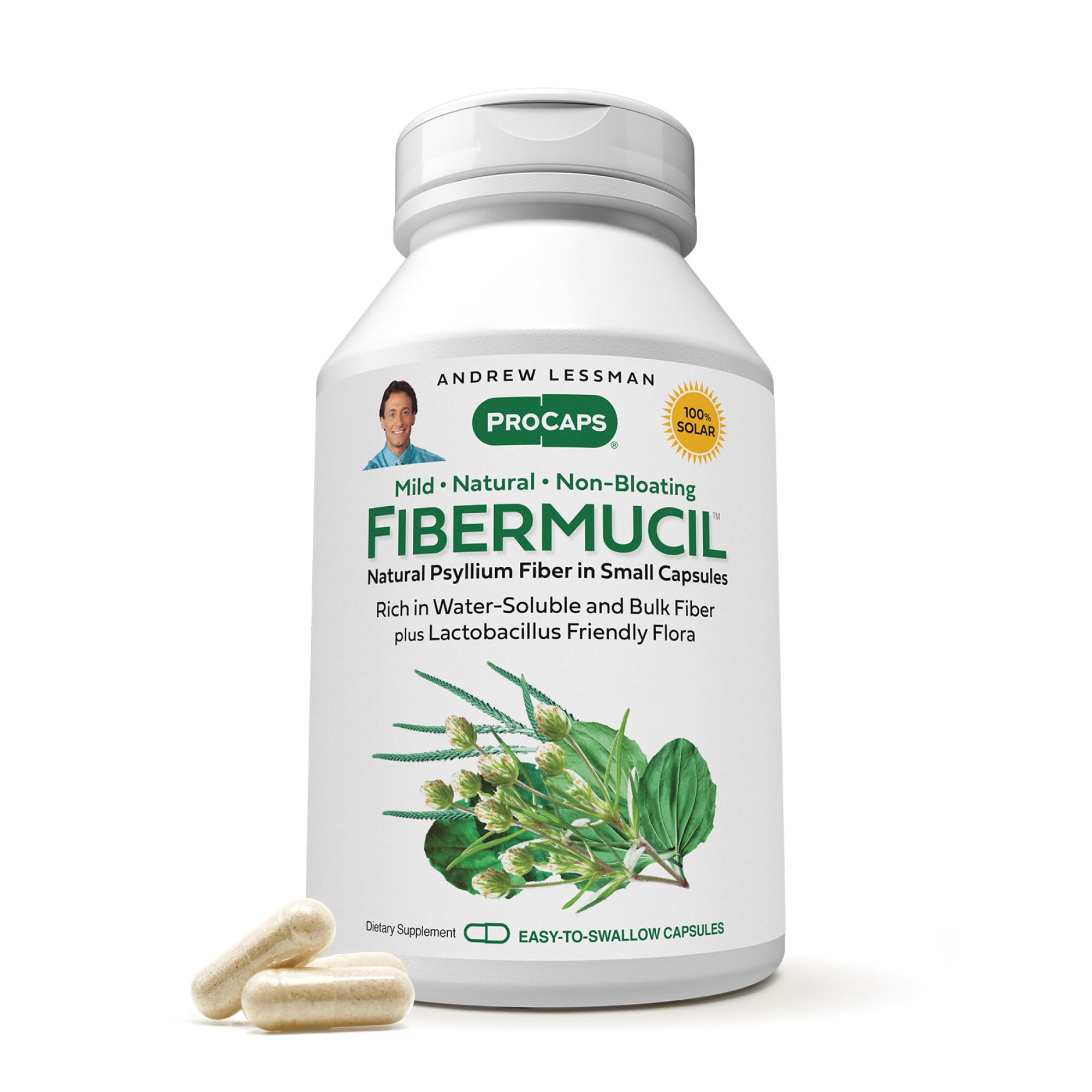 ANDREW LESSMAN Fibermucil 1000 Capsules – Psyllium Husk Fiber for Digestive Health