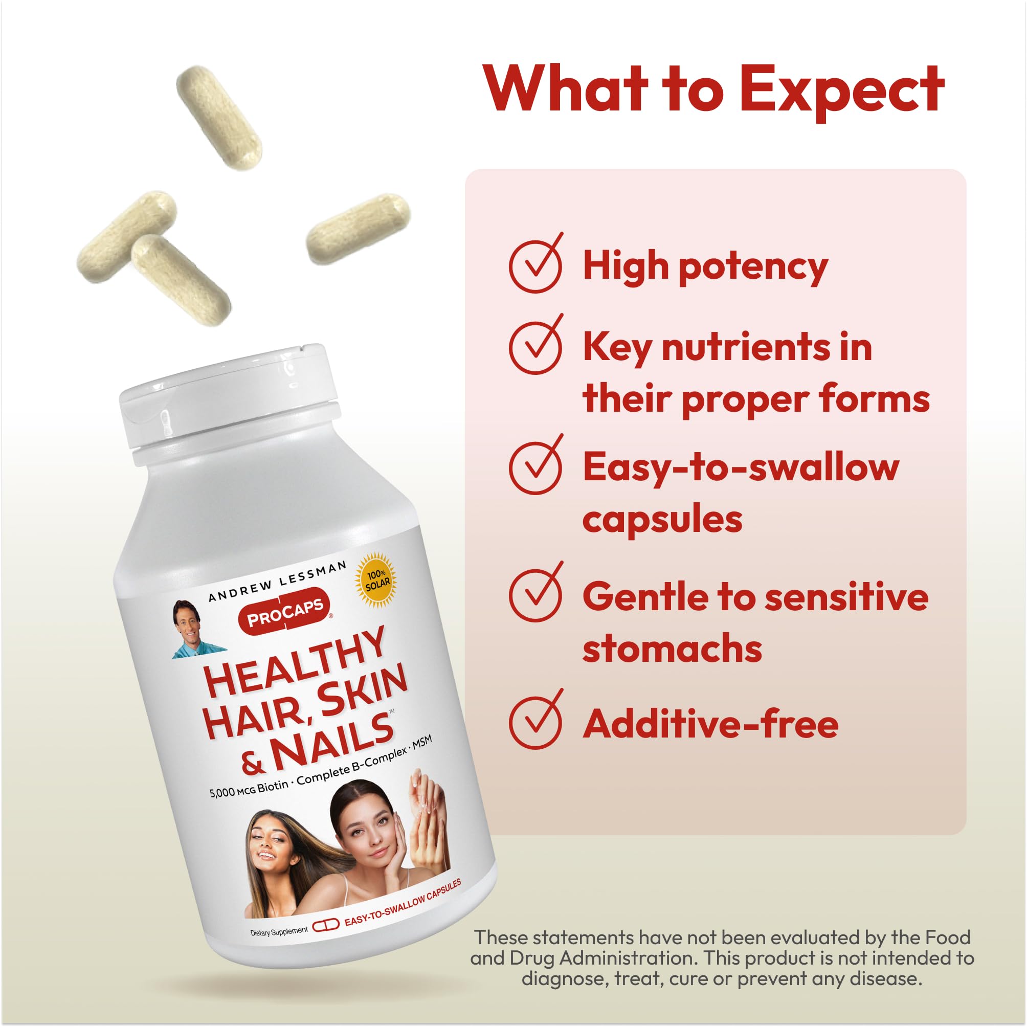 ANDREW LESSMAN Healthy Hair, Skin & Nails 60 Capsules - 5000 mcg Biotin