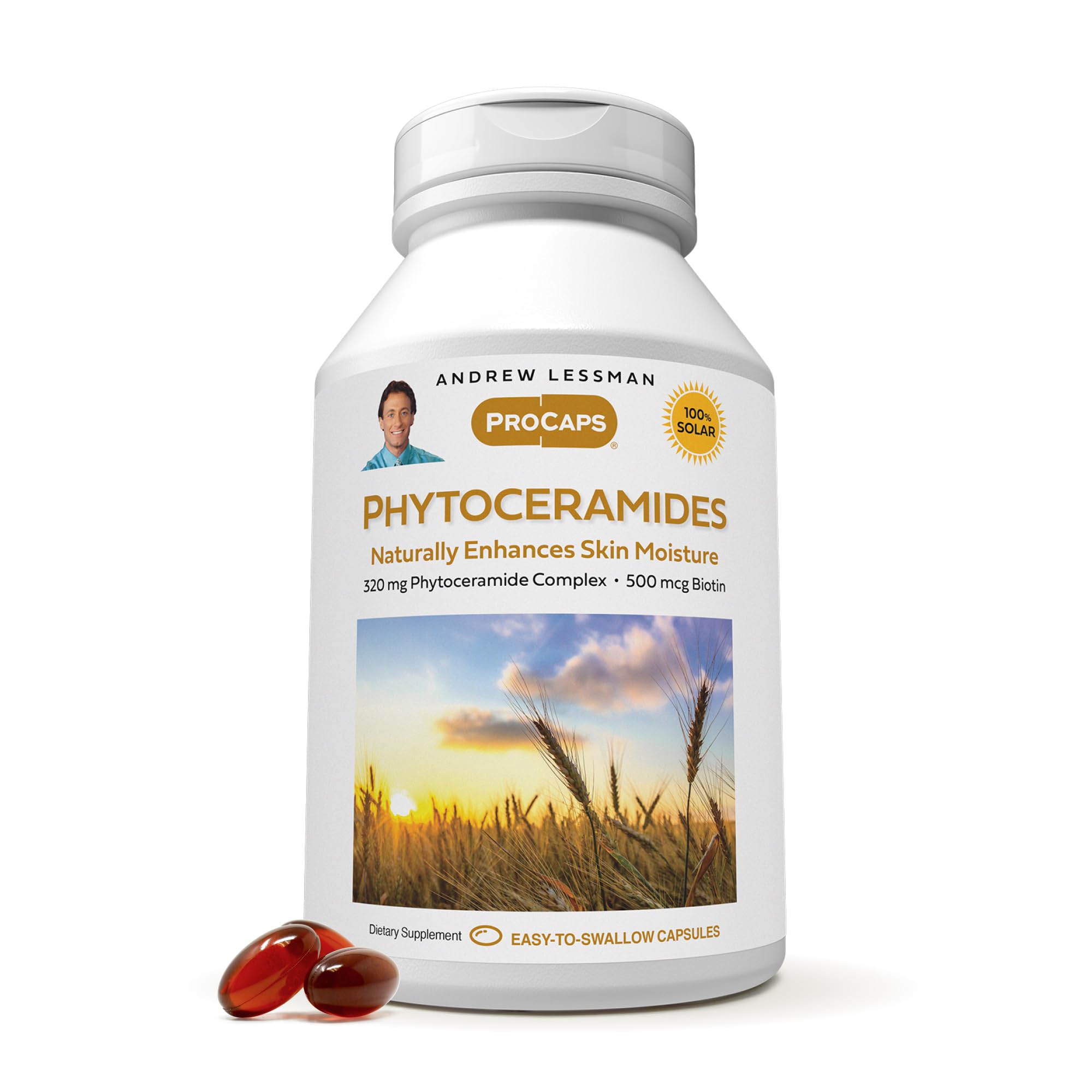 ANDREW LESSMAN Phytoceramides with Biotin 30 Softgels - Skin’s Vital Natural Internal Moisturizer. Naturally Enhances Soft, Smooth, Radiant Skin. No Additives. Small Easy to Swallow Softgels