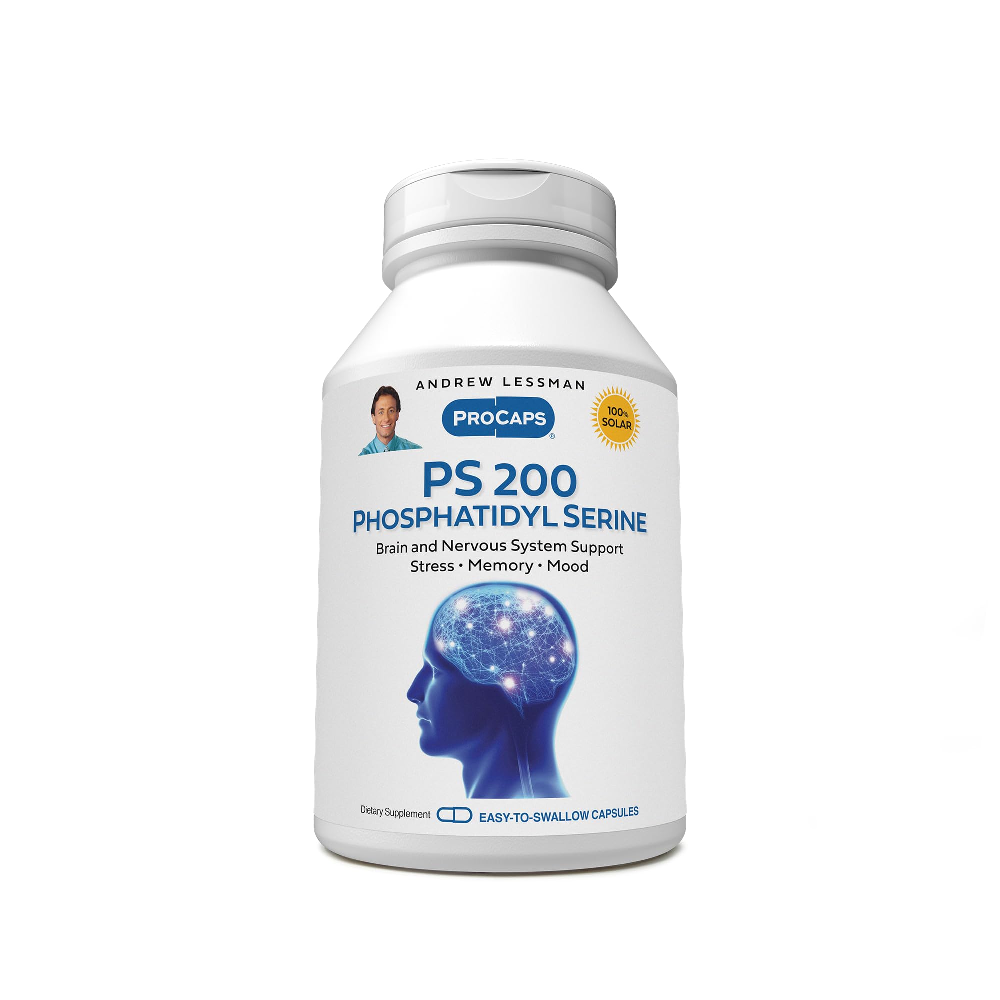 ANDREW LESSMAN PS 200 Phosphatidyl Serine 120 Capsules – Supports Mental Clarity, Mood & Memory | Neurotransmitter Production | No Additives