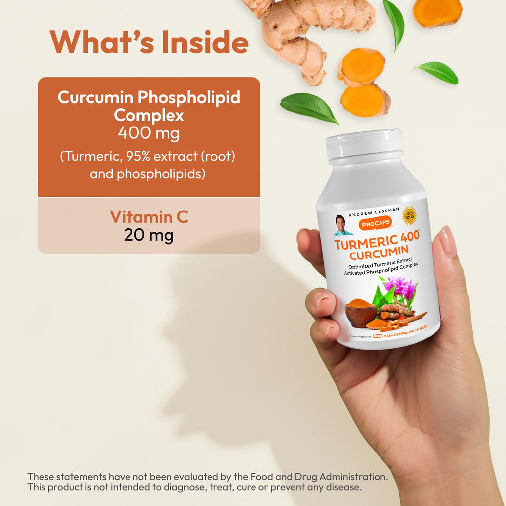 ANDREW LESSMAN Turmeric 400mg - 240 Capsules | 95% Curcuminoids Phospholipid Complex