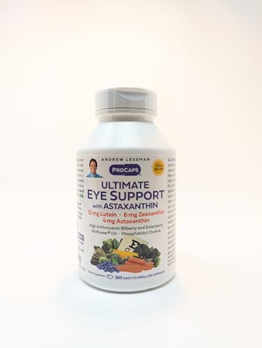 Andrew Lessman Ultimate Eye Support with Astaxanthin – 360 Softgels, Lutein 12mg, Zeaxanthin 6mg, Astaxanthin 4mg