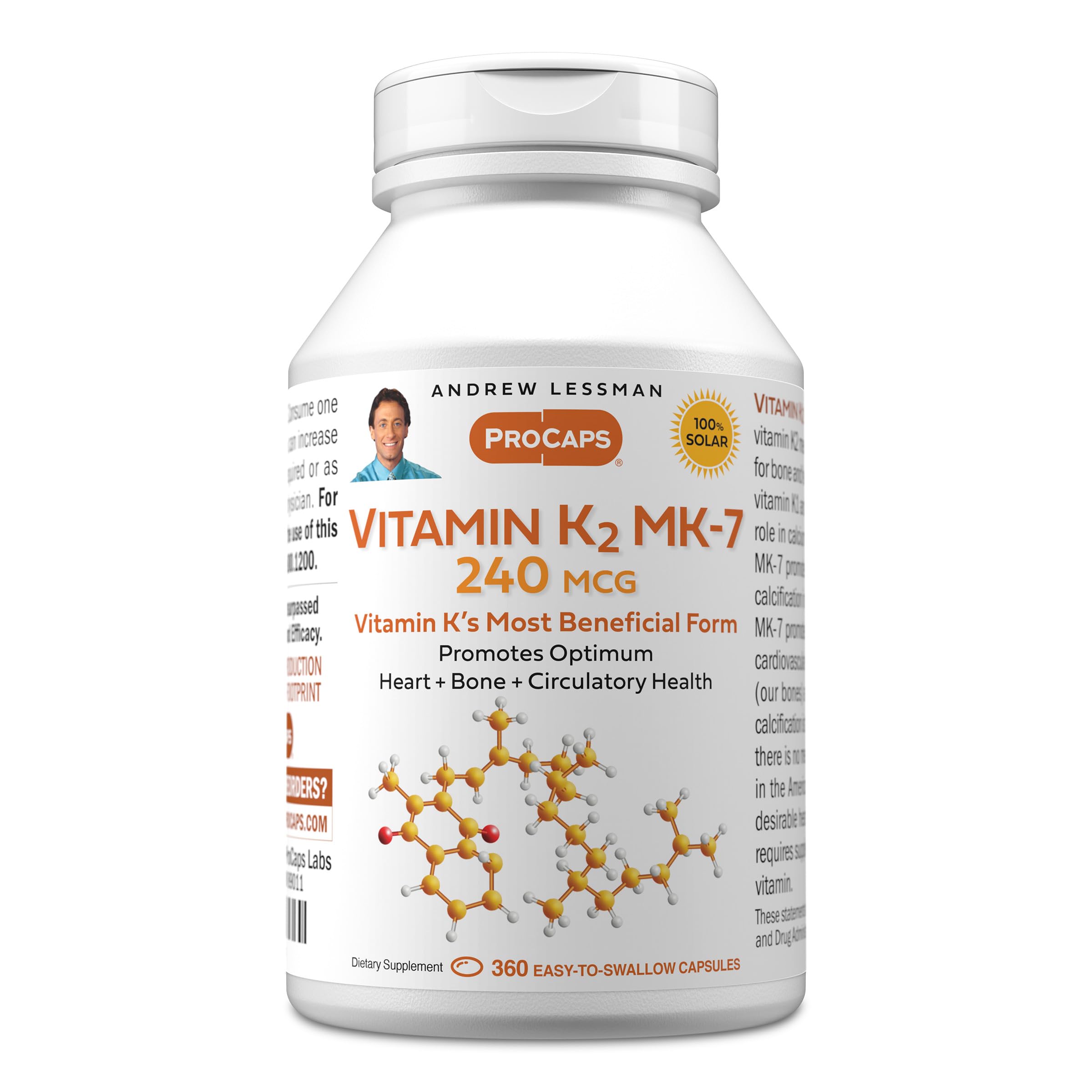 ANDREW LESSMAN Vitamin K2 MK7 240 mcg – 360 Softgels | Bone & Heart Health Support