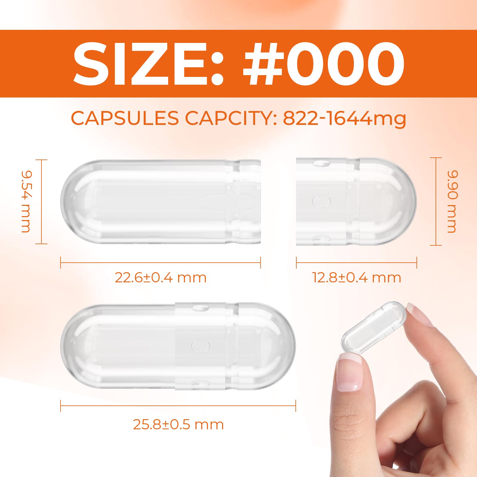 Angtai JN Empty Gelatin Capsules Size 000 — Pure Bovine, Gluten Free, Non-GMO, Halal Certified (100 Count) with 2 Spoons