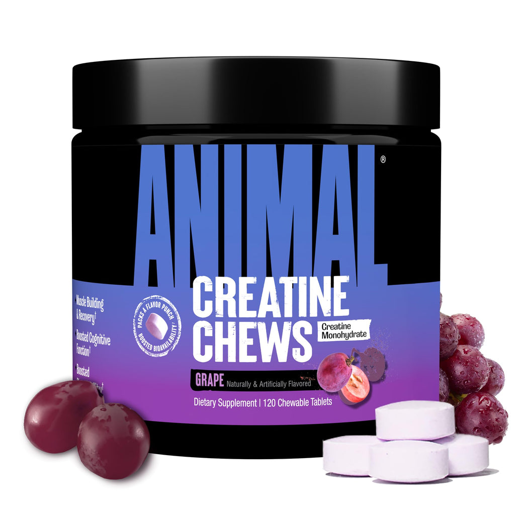 Animal Creatine Chews Tablets – Enhanced Creatine Monohydrate with AstraGin | Grape Flavor
