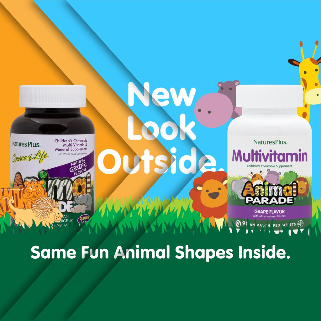 Natures Plus Animal Parade Children's Multivitamin - Grape Flavor (90 Tablets)