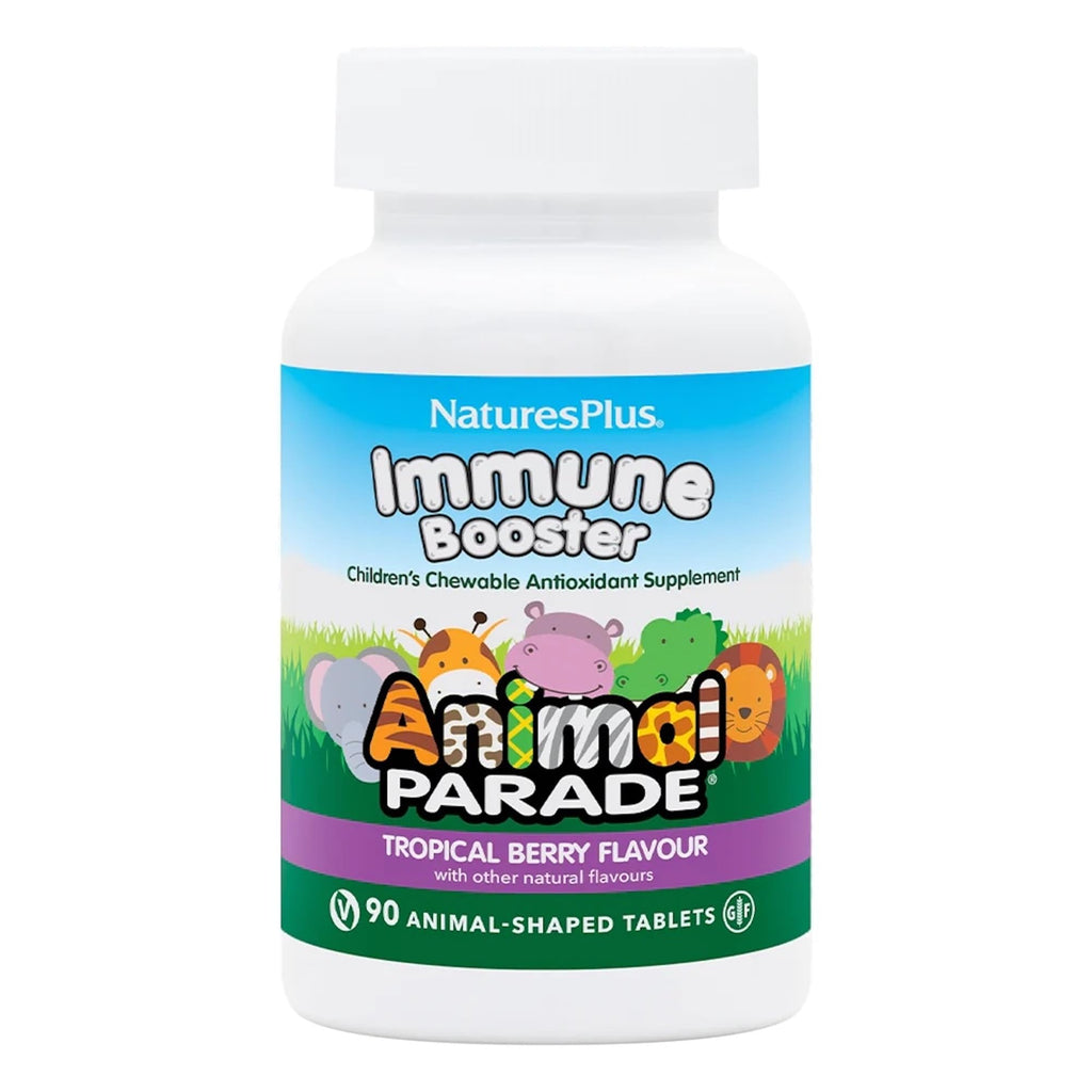 Natures Plus Animal Parade Immune Booster – Tropical Berry, 90 Chewables, Gluten Free & Vegan