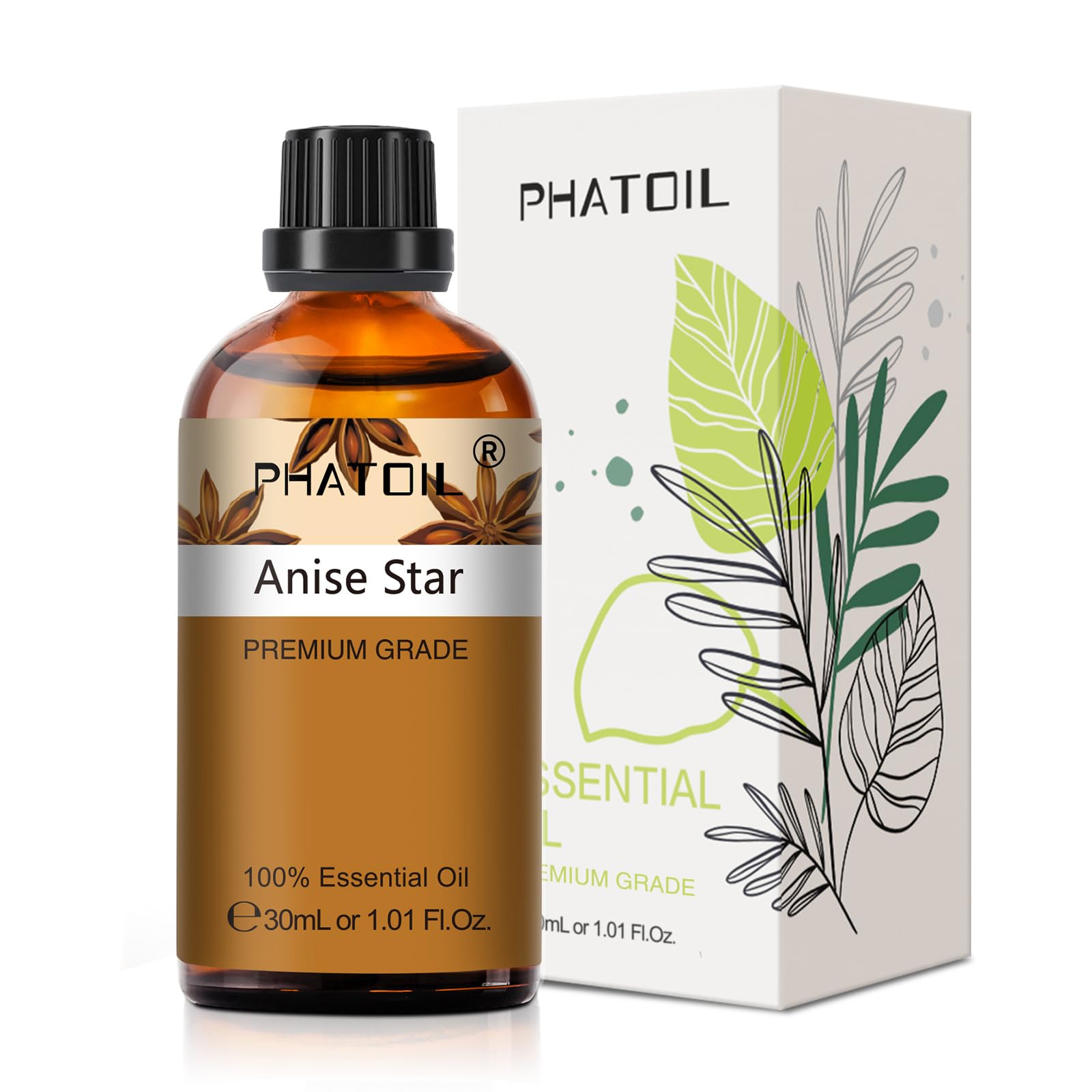 Anise Star Essential Oil 30ml (1.01 fl oz) | PHATOIL Pure Aromatherapy for Diffusers, DIY Soap & Candles