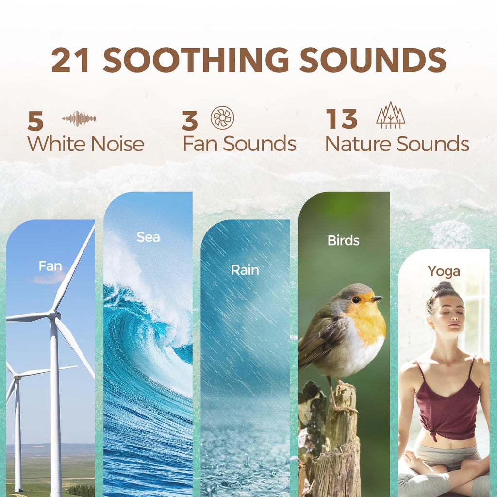 ANJANK White Noise Sound Machine & Bluetooth Alarm Clock – 21 Sounds, 7 Night Lights