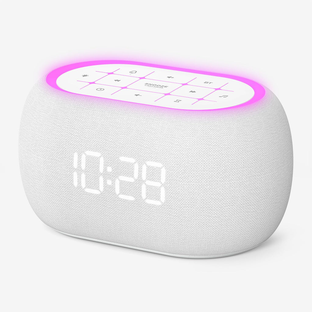 ANJANK White Noise Sound Machine Alarm Clock with Hi-Fi Bluetooth Speaker | 21 Sounds & 7 Night Lights