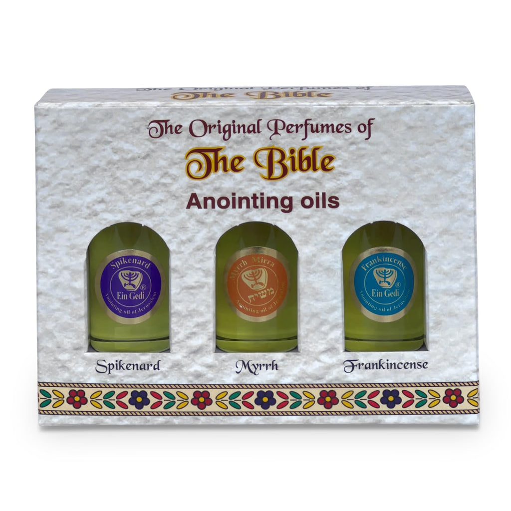 Anointing Oil for Prayer – 3 Bottles (10ml) Frankincense, Myrrh & Spikenard | Holy Land - Ein Gedi