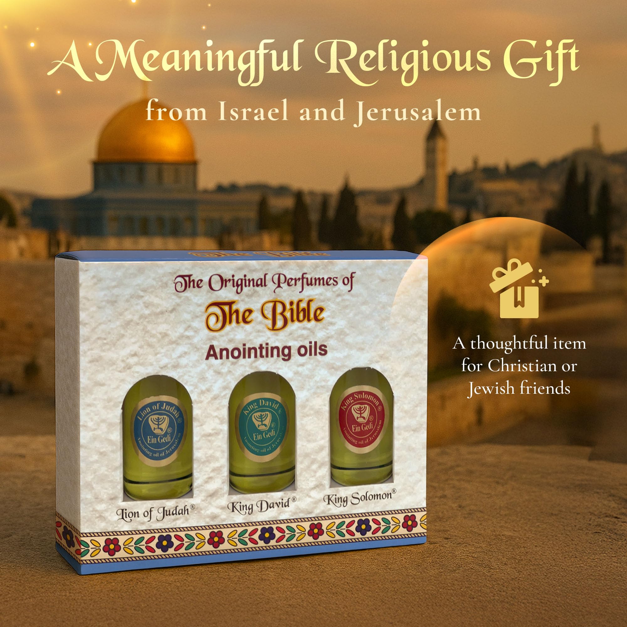 Anointing Oil for Prayer – 3 Bottles (10ml each) | The Original Bible Perfumes – Lion of Judah, King David & King Solomon | Made in The Holy Land | Ein Gedi