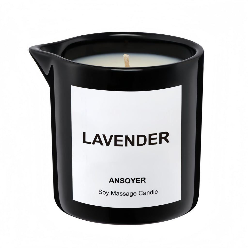 ANSOYER Massage Oil Candle – Ultra Hydrating Body Care with Soybean Oil, Lavender, 8.1oz