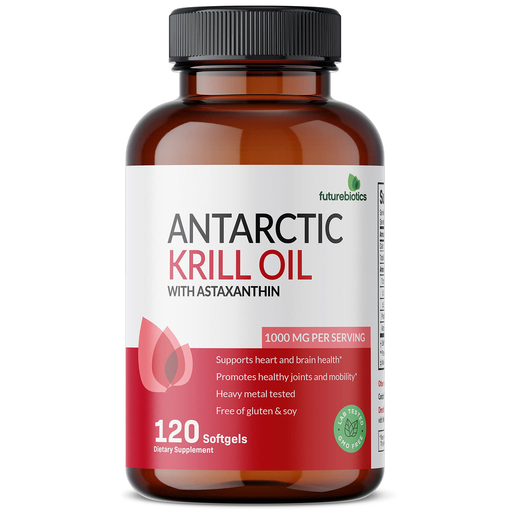 Futurebiotics Antarctic Krill Oil 1000mg – Omega-3 EPA/DHA, Astaxanthin, Phospholipids | 120 Softgels