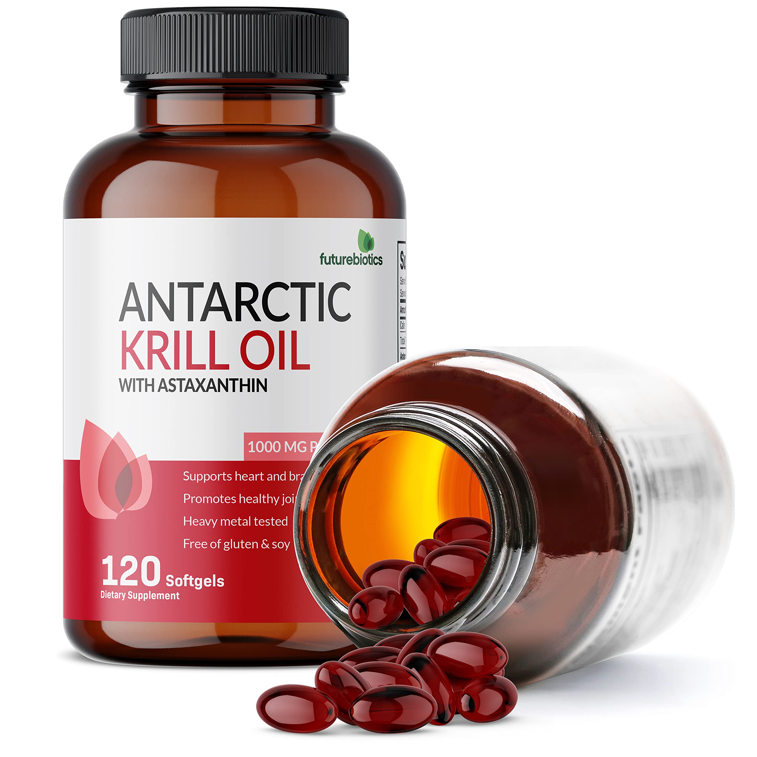 Futurebiotics Antarctic Krill Oil 1000mg – Omega-3 EPA/DHA, Astaxanthin, Phospholipids | 120 Softgels