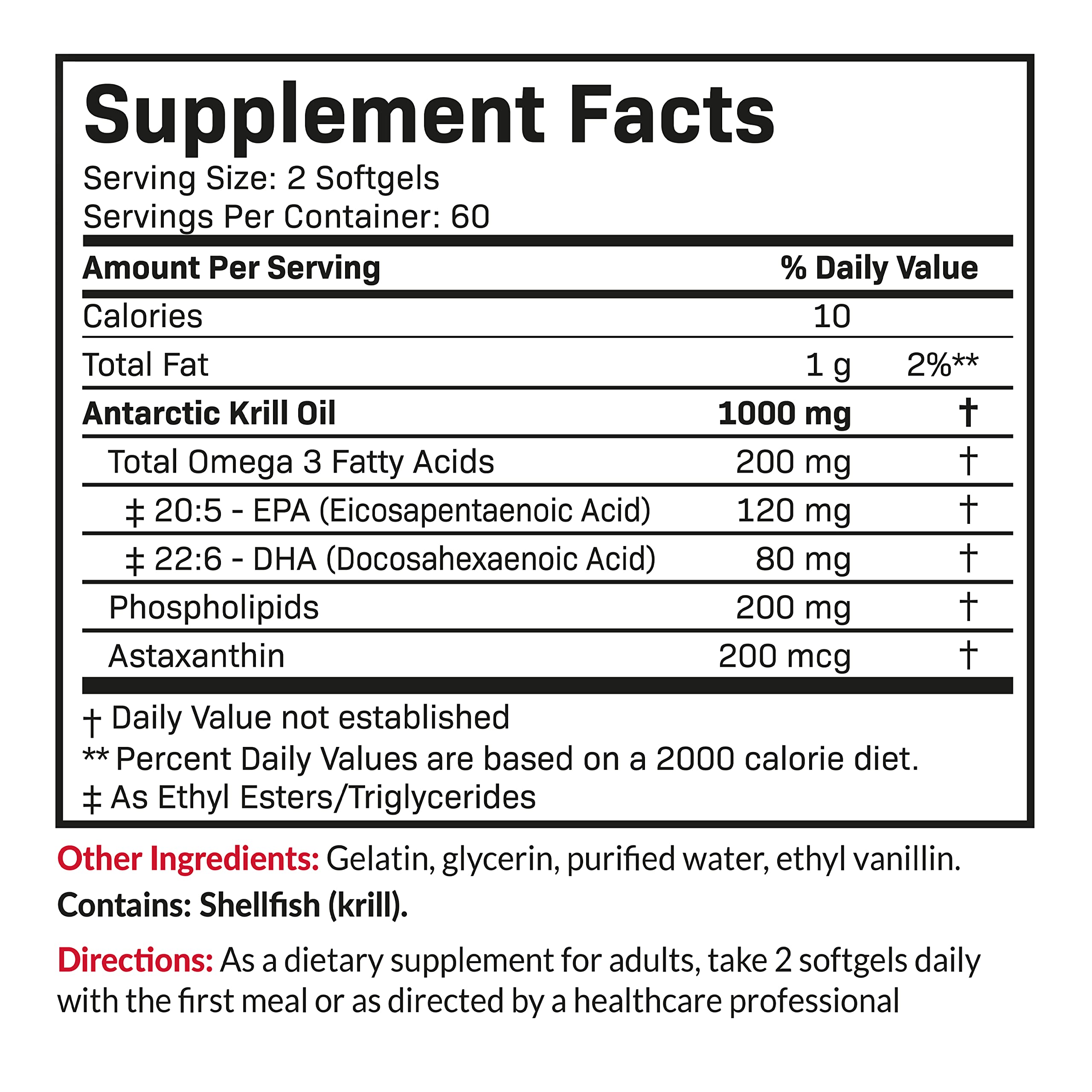 Futurebiotics Antarctic Krill Oil 1000mg – Omega-3 EPA/DHA, Astaxanthin, Phospholipids | 120 Softgels