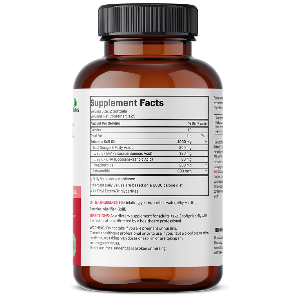Futurebiotics Antarctic Krill Oil 1000mg – Omega-3 EPA/DHA, Astaxanthin, 250 Softgels
