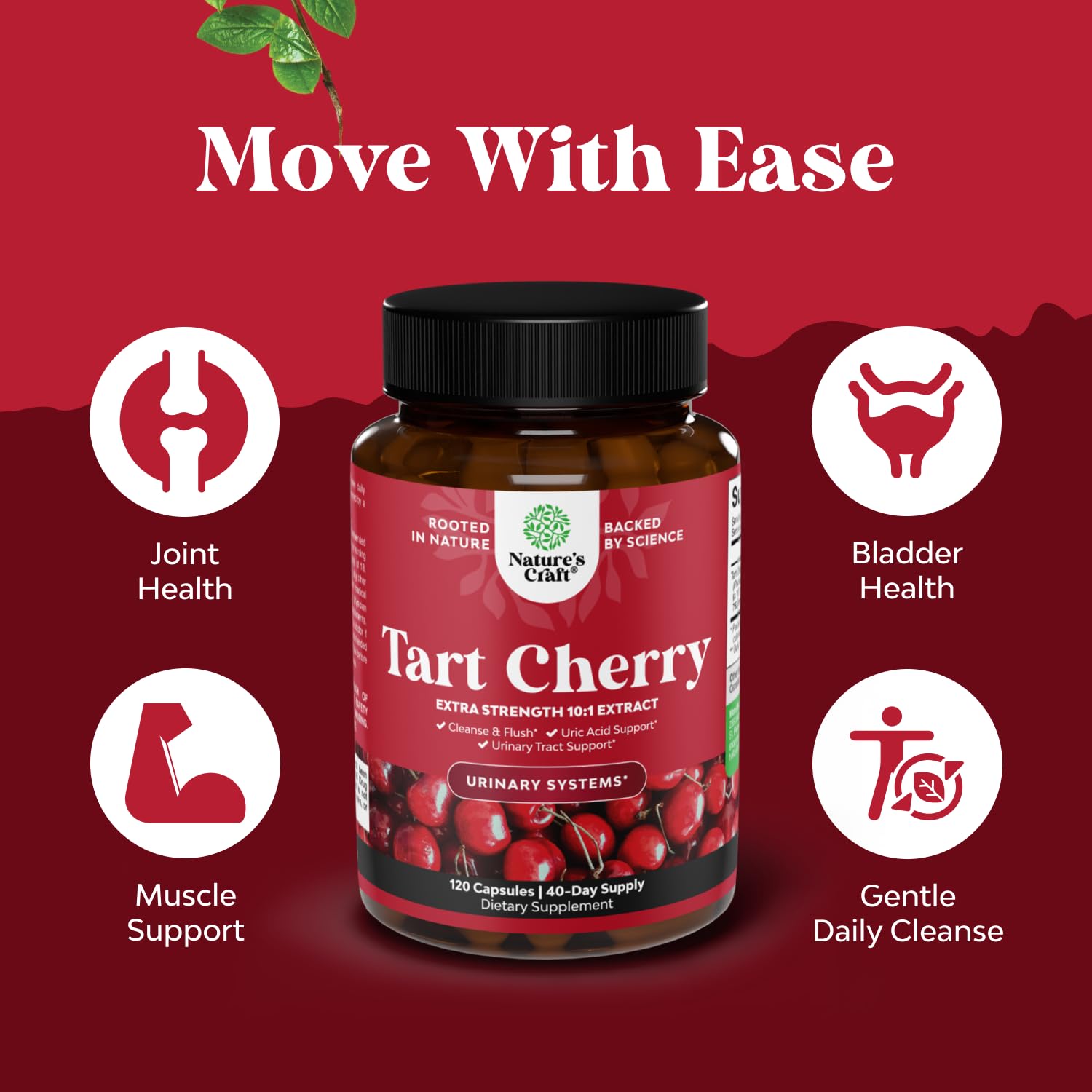 Advanced Tart Cherry Extract Capsules - 750mg | Uric Acid & Joint Support | 120 Count