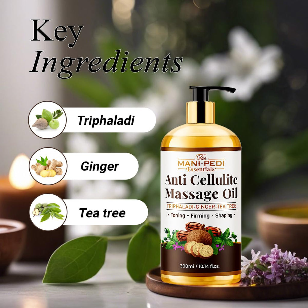 Anti-Cellulite Massage Oil with Ginger & Tea Tree – Toning & Firming | 10 oz