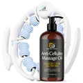 Anti Cellulite Oil & Lymphatic Drainage Massager Kit | Fascia Blaster for Contoured & Smoother Skin | 8 fl oz by M3 Naturals