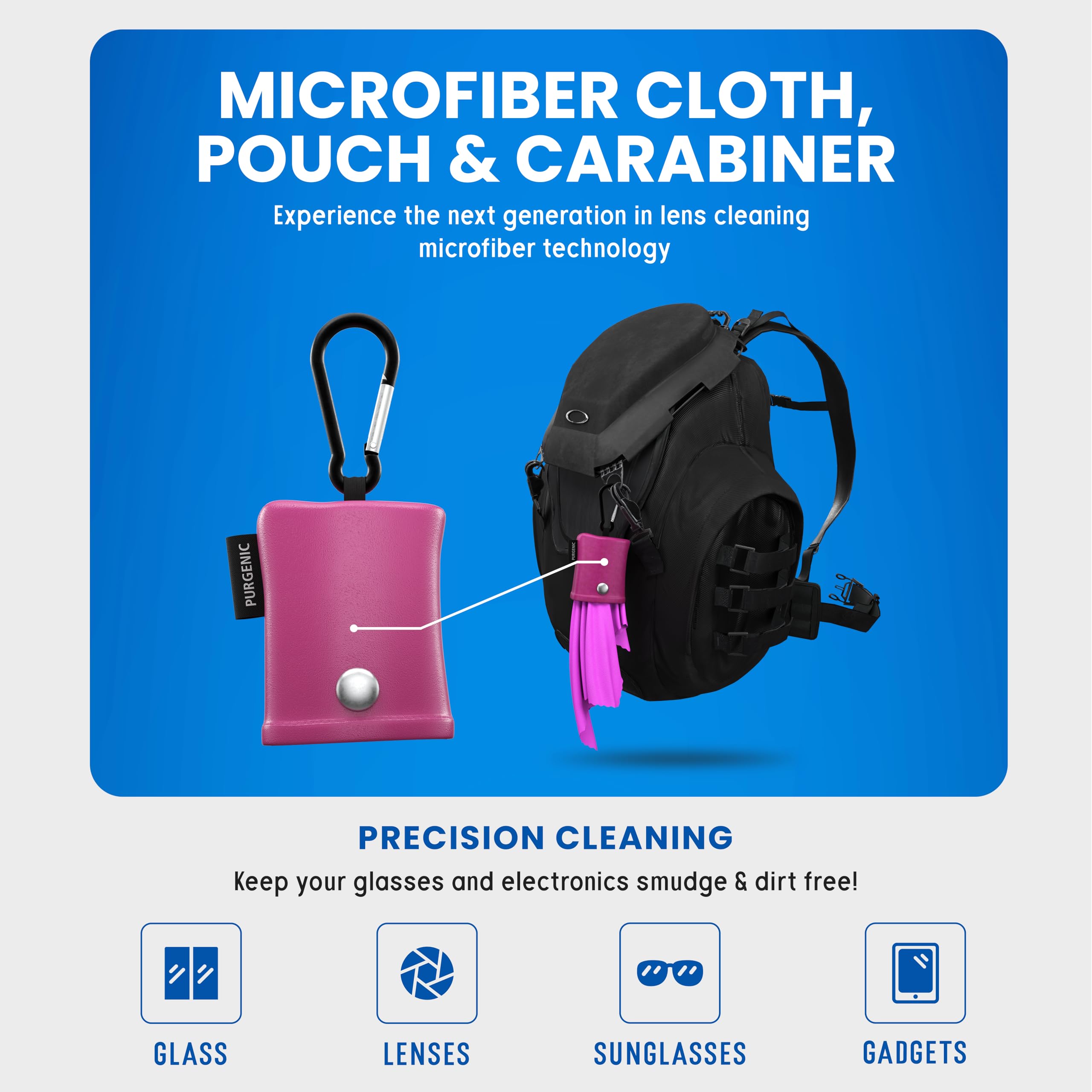 Microfiber Cloths & Glasses Wipes (3 Pack) – Lens & Screen Cleaning (Pink)
