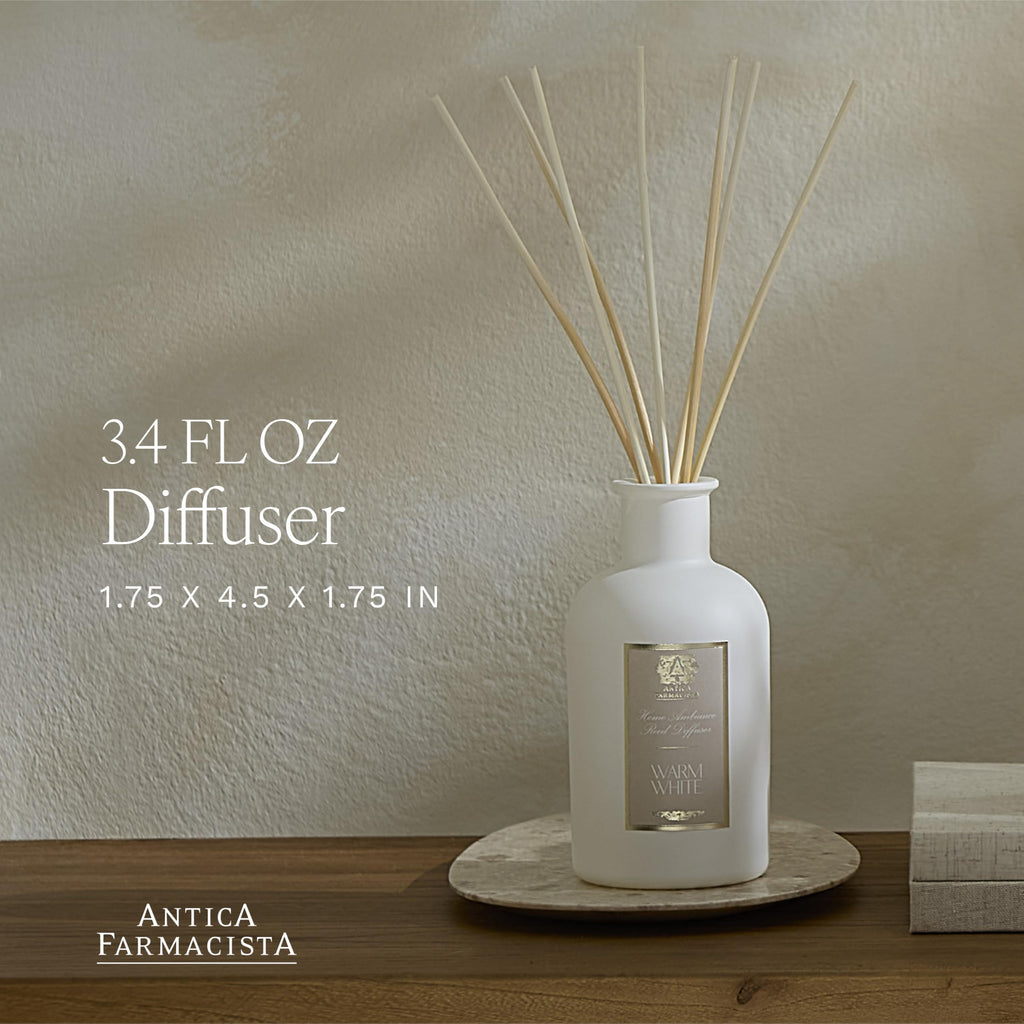 Antica Farmacista Home Ambiance Diffuser – Warm White, 3.4 fl oz | Long-Lasting Luxury Reed Diffuser Gift