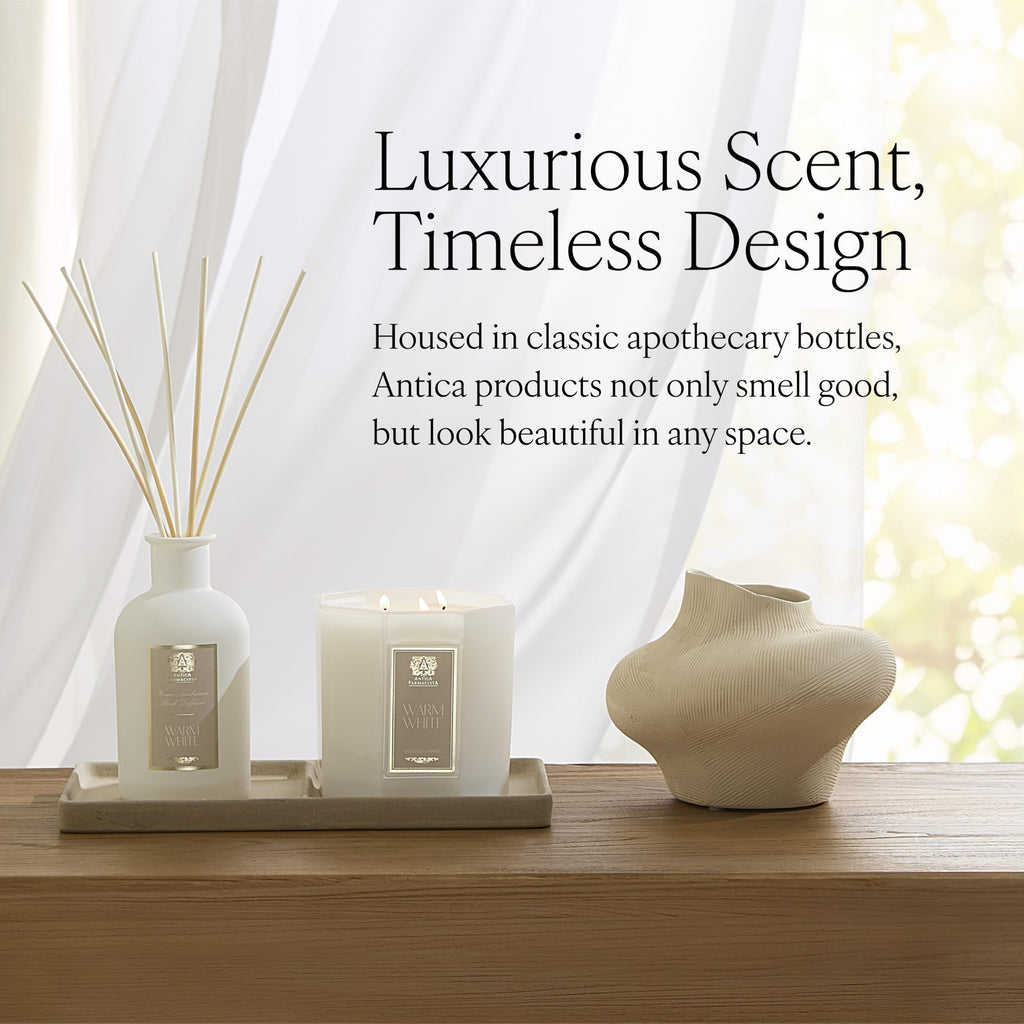 Antica Farmacista Home Ambiance Diffuser – Warm White, 3.4 fl oz | Long-Lasting Luxury Reed Diffuser Gift