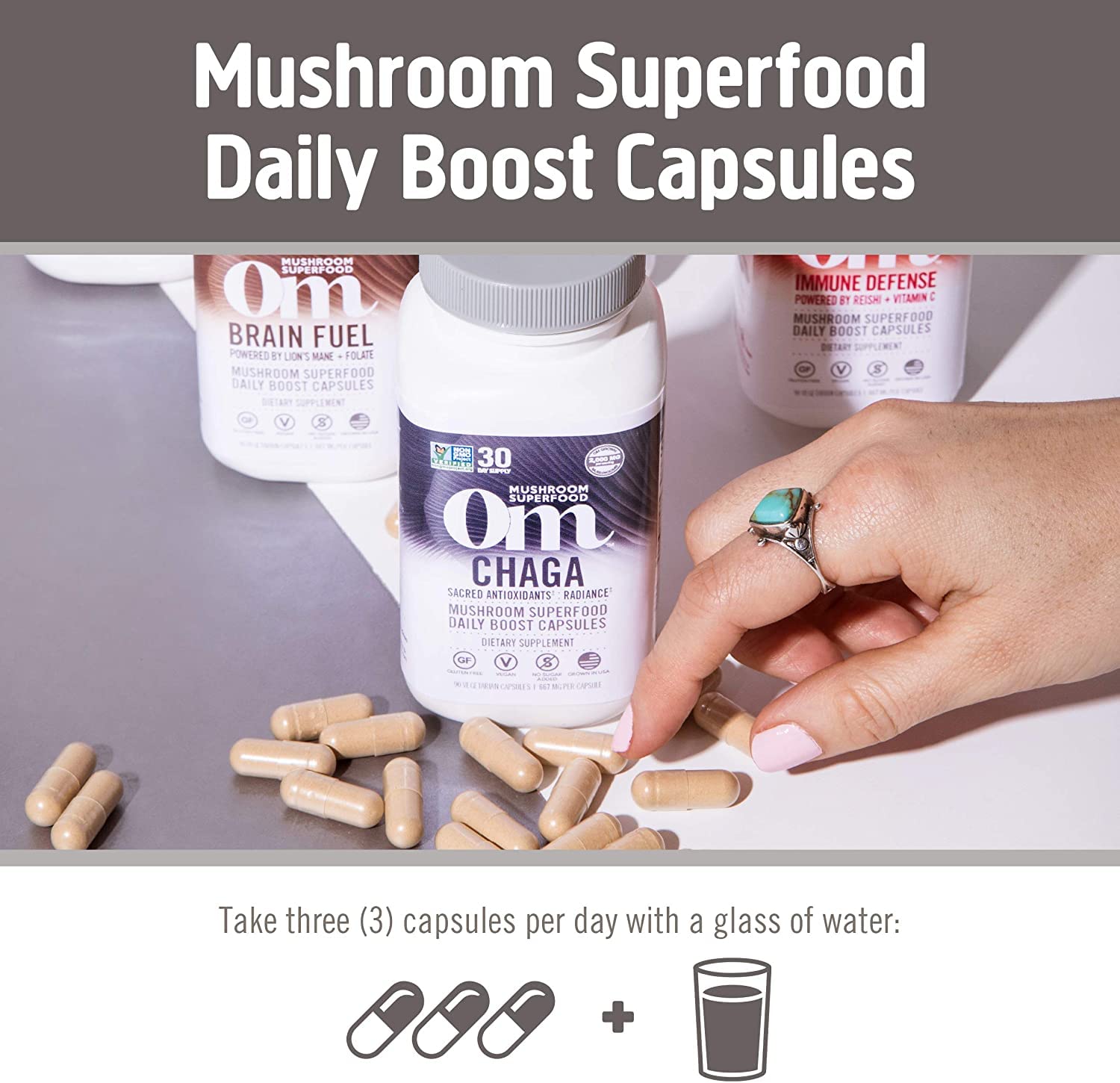 Om Mushroom Superfood Chaga Capsules | Immune Support, 90 Count
